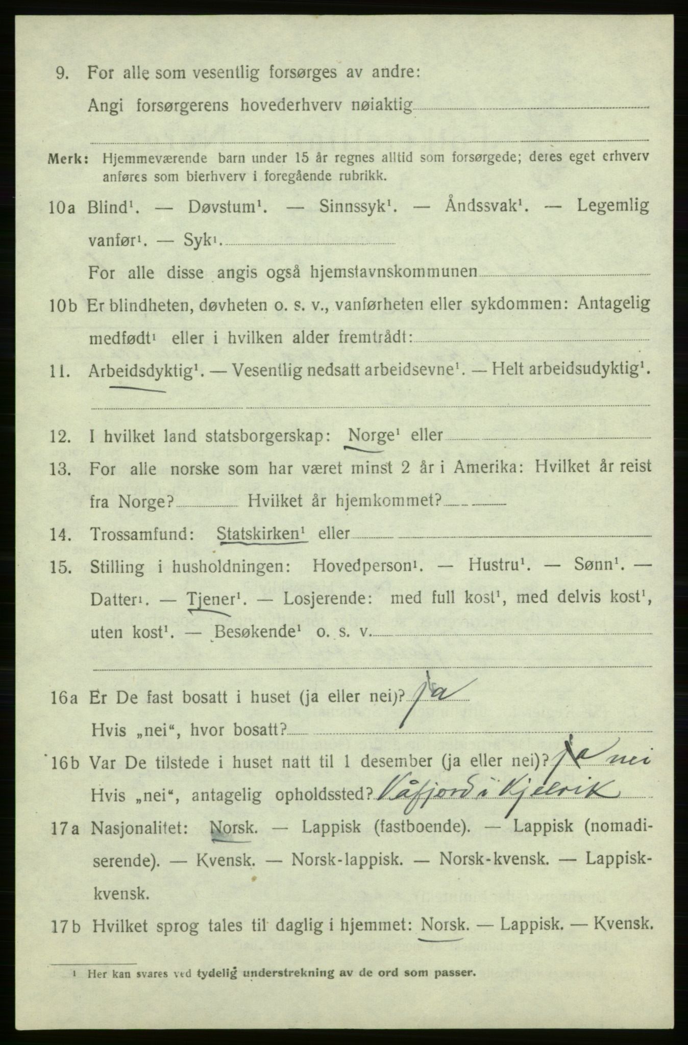 SATØ, 1920 census for Kjelvik, 1920, p. 4308