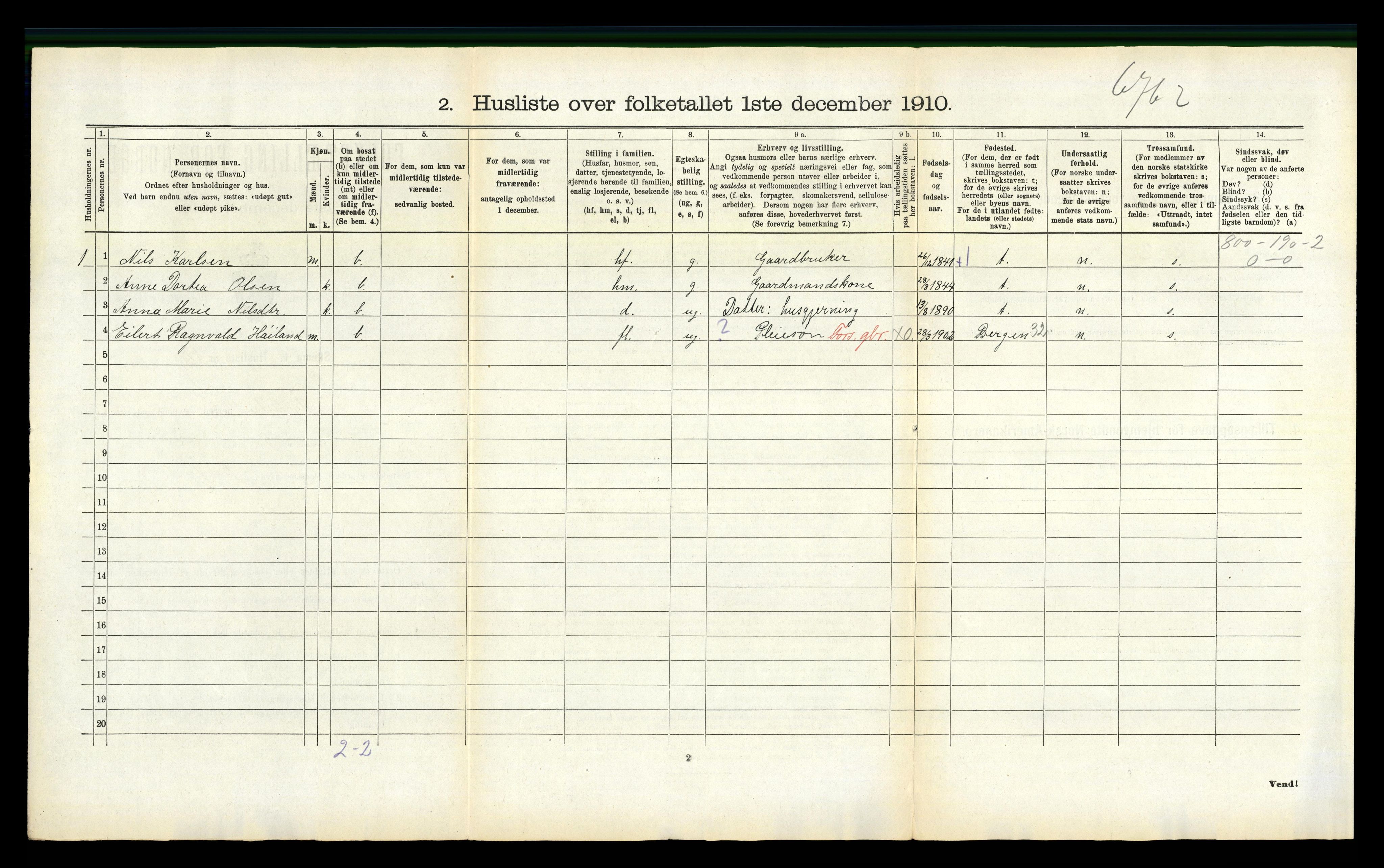 RA, 1910 census for Hyllestad, 1910, p. 72
