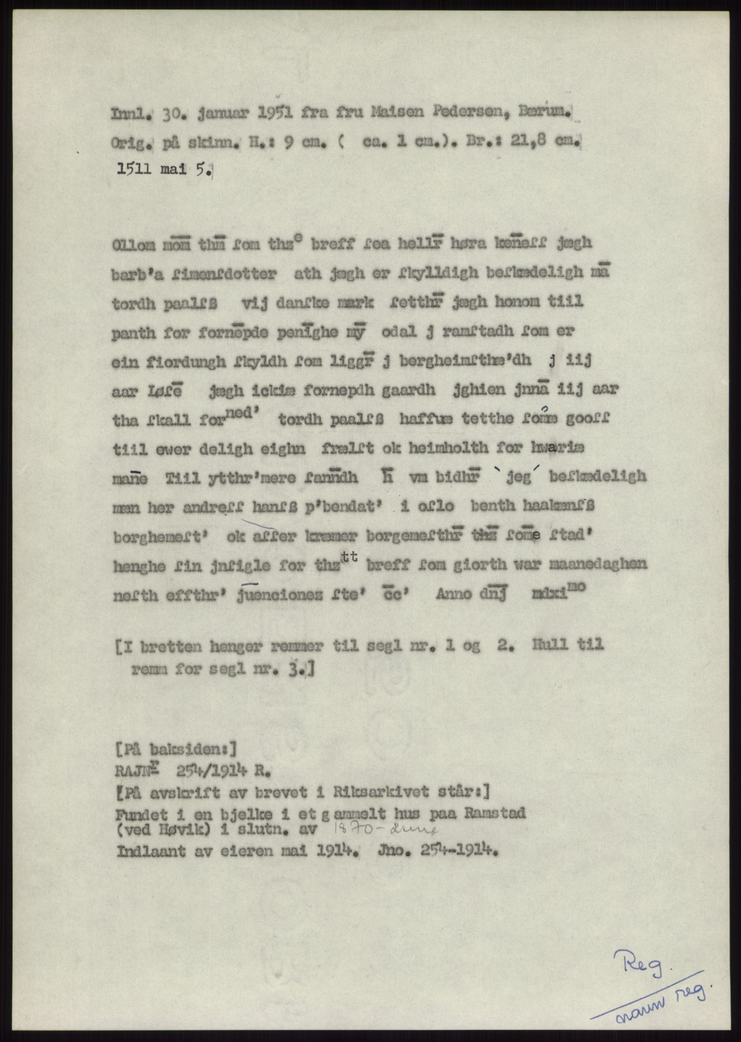 Samlinger til kildeutgivelse, Diplomavskriftsamlingen, AV/RA-EA-4053/H/Ha, p. 1186