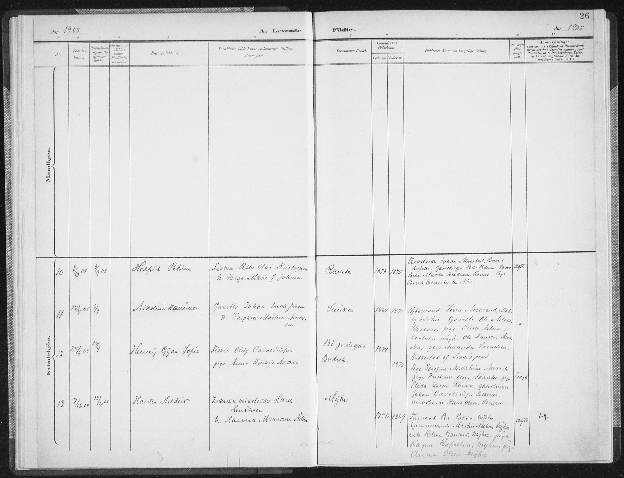 Ministerialprotokoller, klokkerbøker og fødselsregistre - Nordland, AV/SAT-A-1459/897/L1400: Parish register (official) no. 897A07, 1897-1908, p. 26