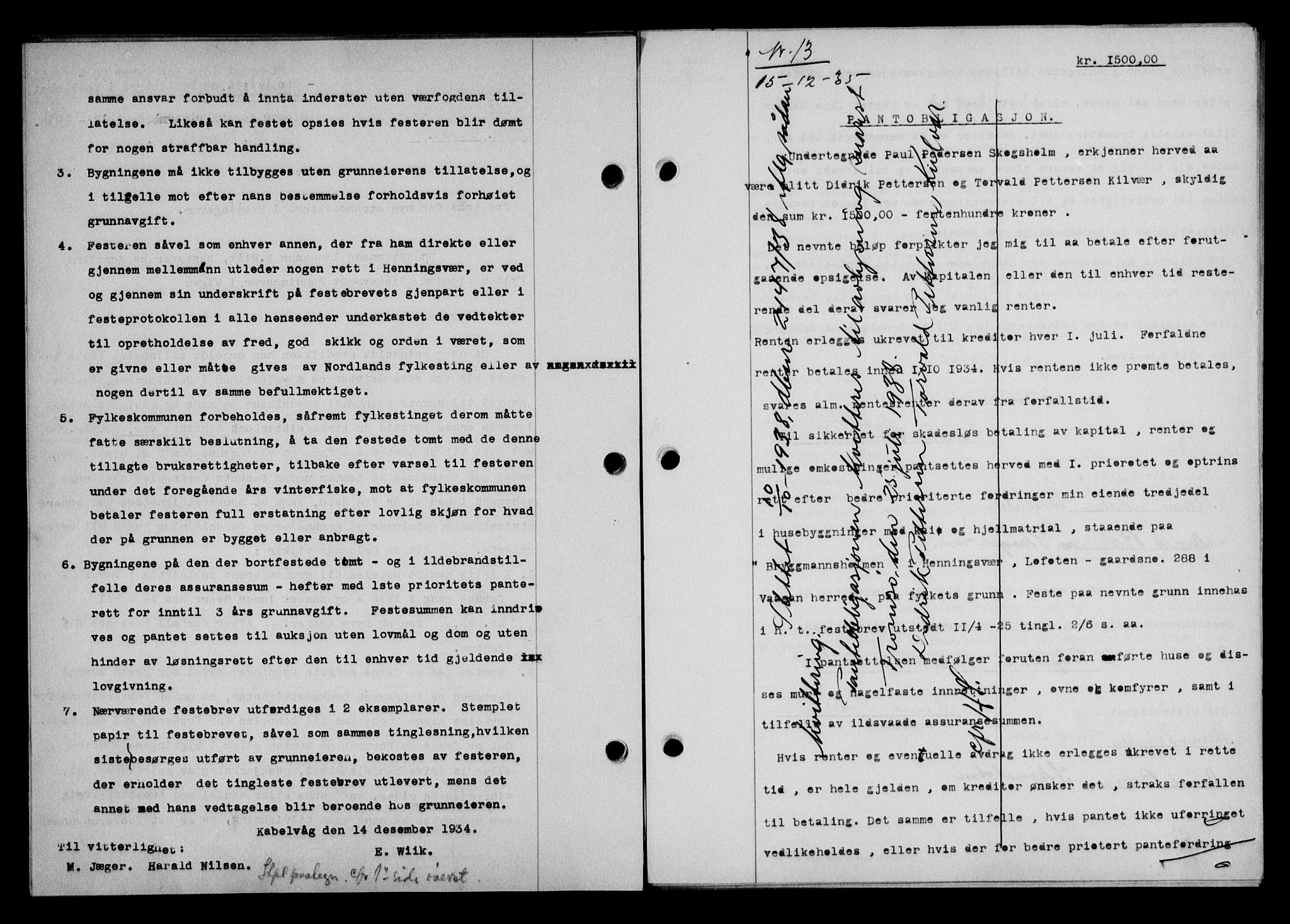 Lofoten sorenskriveri, SAT/A-0017/1/2/2C/L0030b: Mortgage book no. 30b, 1934-1934, Deed date: 15.12.1934