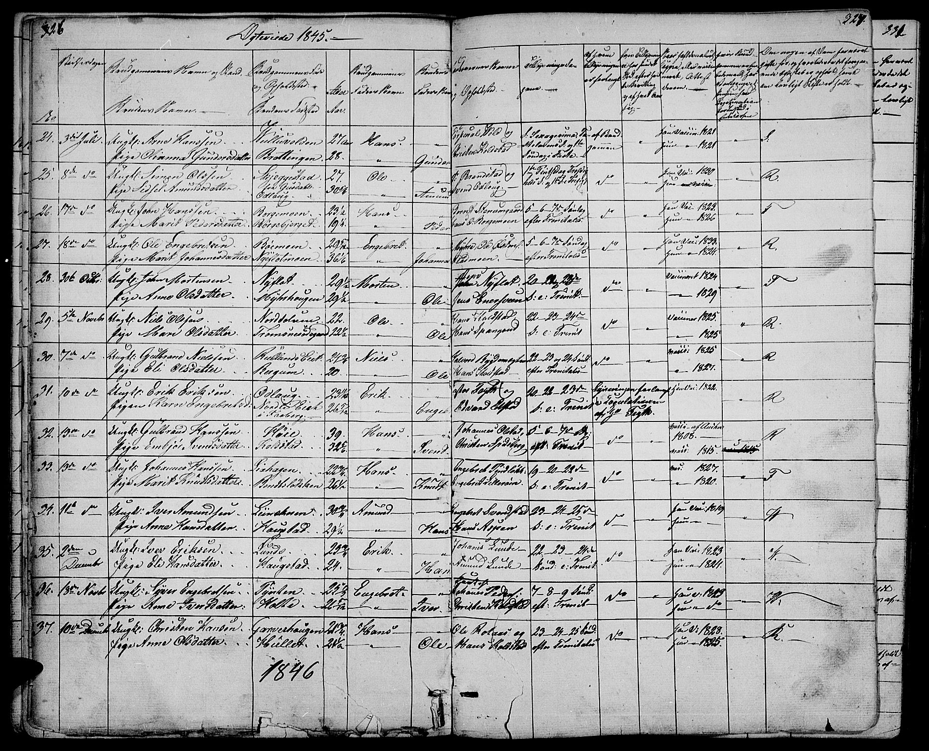 Ringebu prestekontor, SAH/PREST-082/H/Ha/Hab/L0002: Parish register (copy) no. 2, 1839-1853, p. 326-327