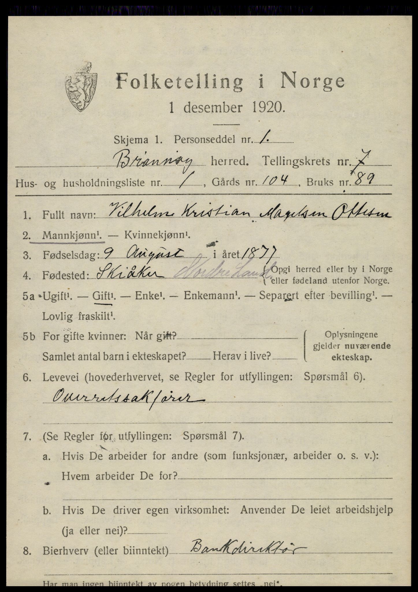 SAT, 1920 census for Brønnøy, 1920, p. 5038