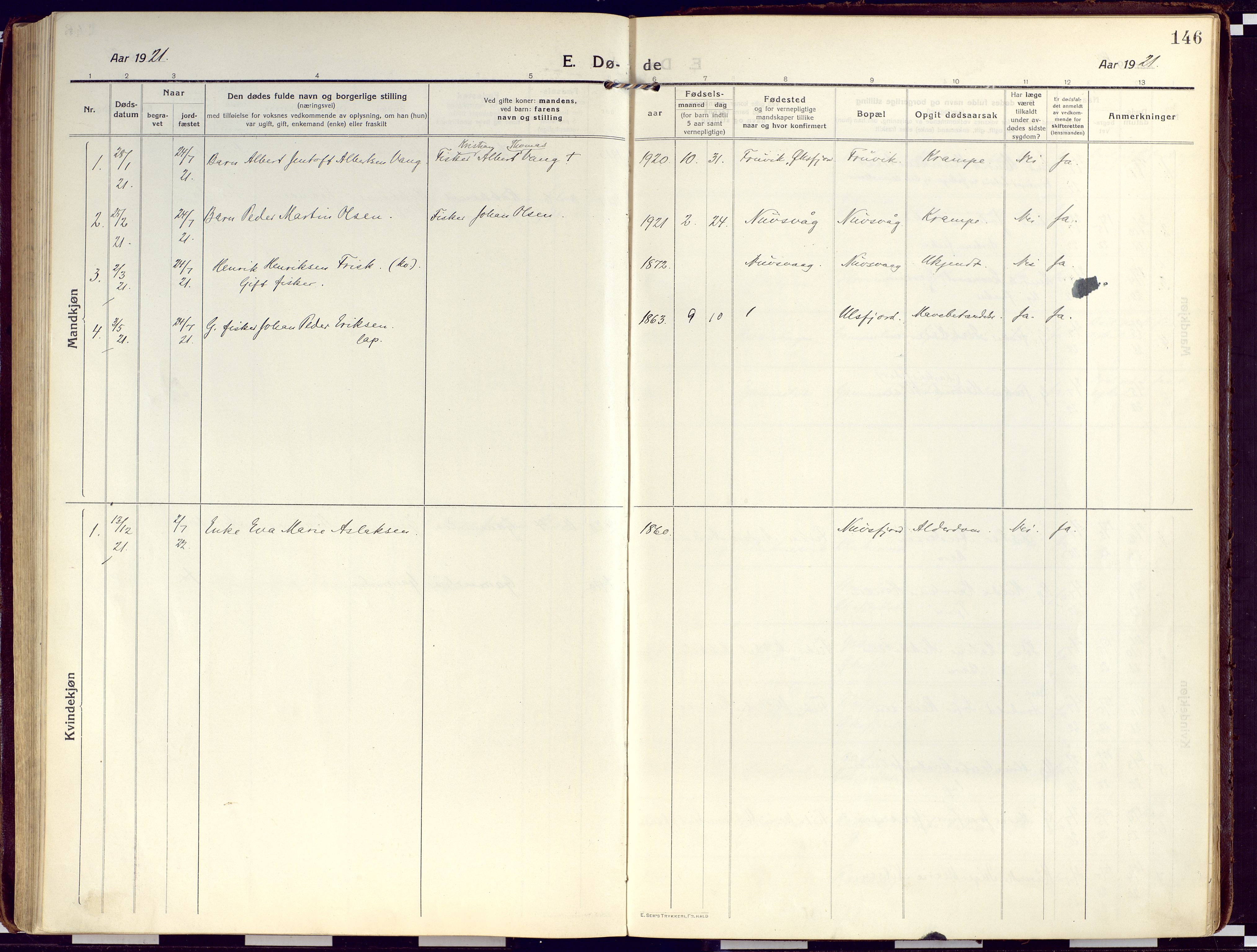 Loppa sokneprestkontor, SATØ/S-1339/H/Ha/L0012kirke: Parish register (official) no. 12, 1917-1932, p. 146