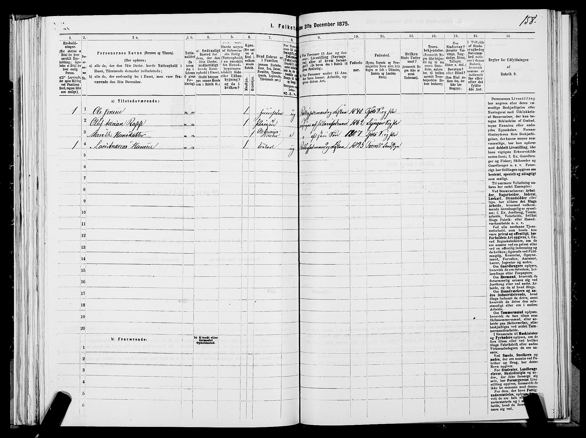 SATØ, 1875 census for 2025P Tana, 1875, p. 3158