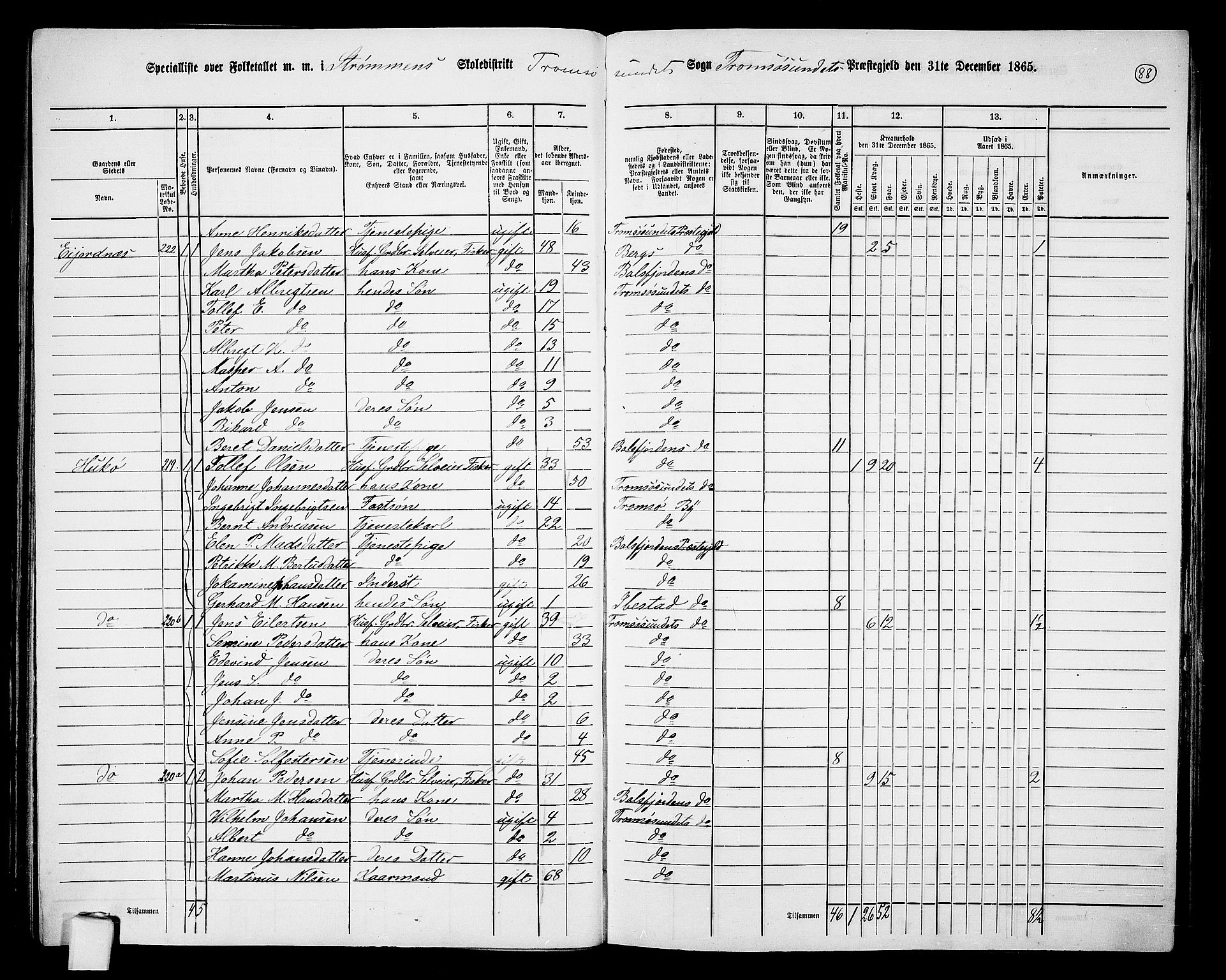 RA, 1865 census for Tromsøysund, 1865, p. 77