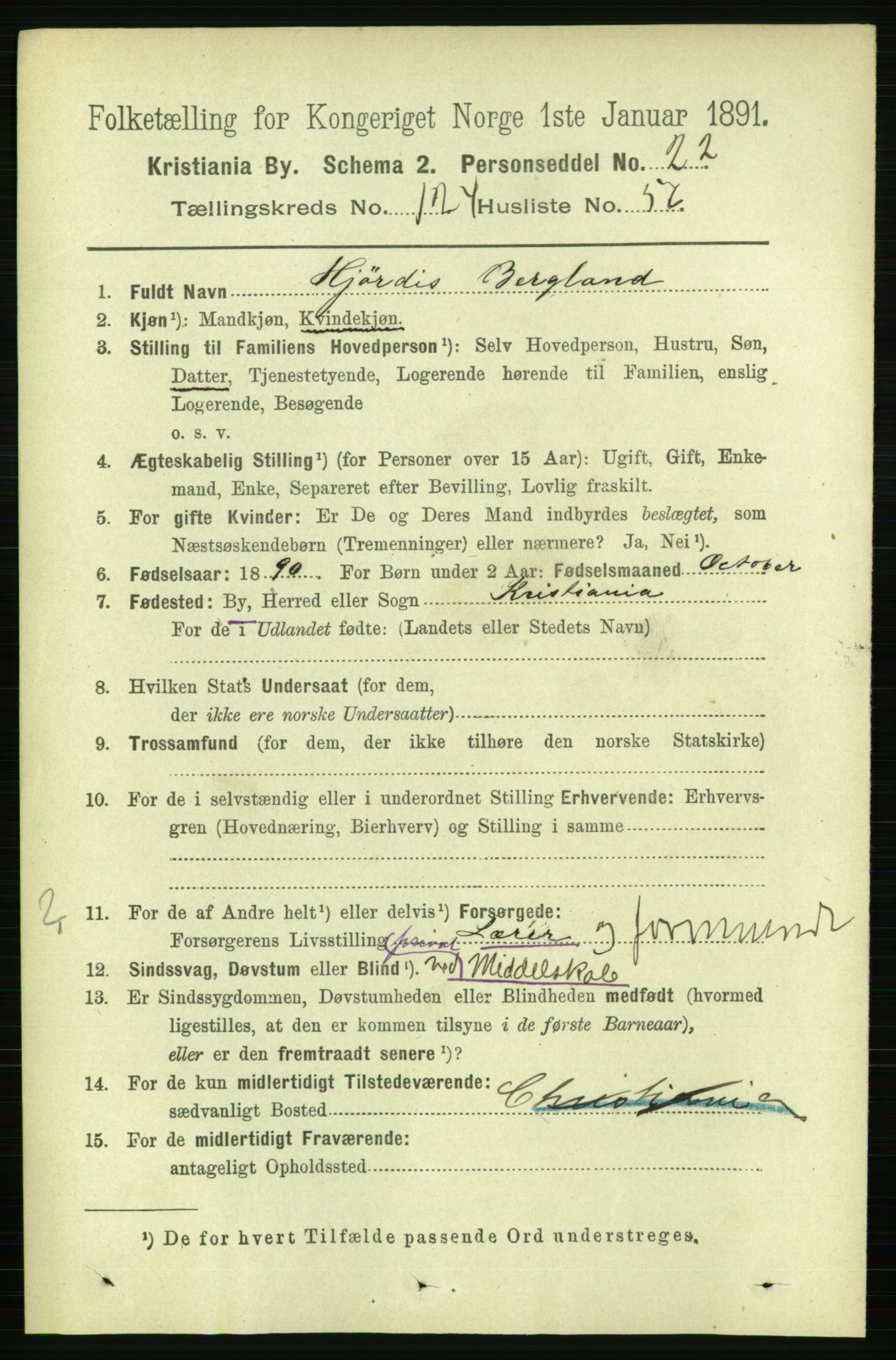 RA, 1891 census for 0301 Kristiania, 1891, p. 66264