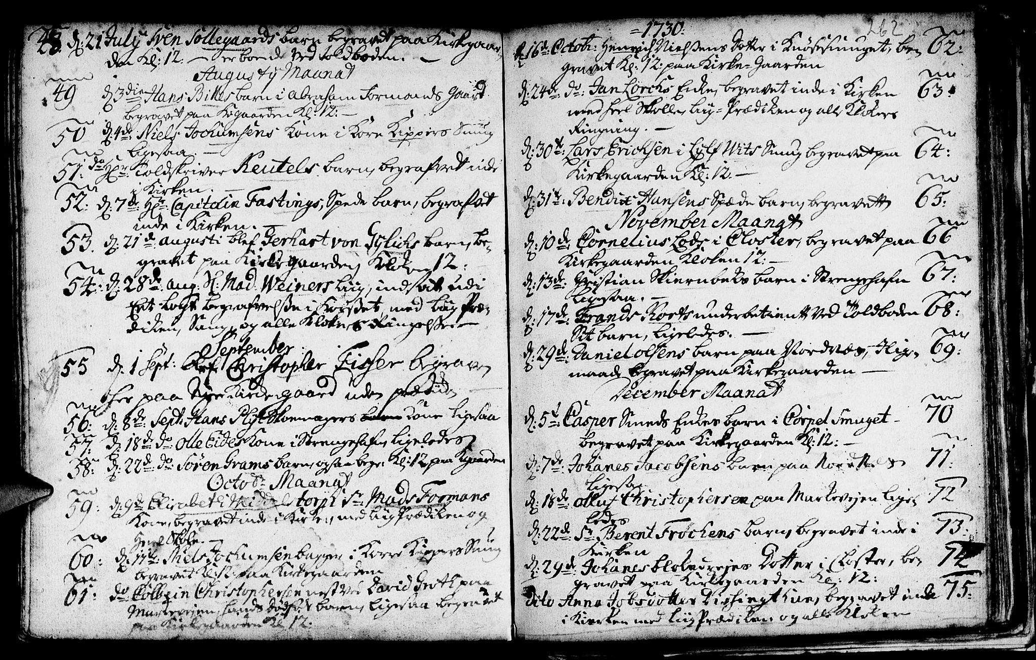 Nykirken Sokneprestembete, AV/SAB-A-77101/H/Haa/L0009: Parish register (official) no. A 9, 1689-1759, p. 262