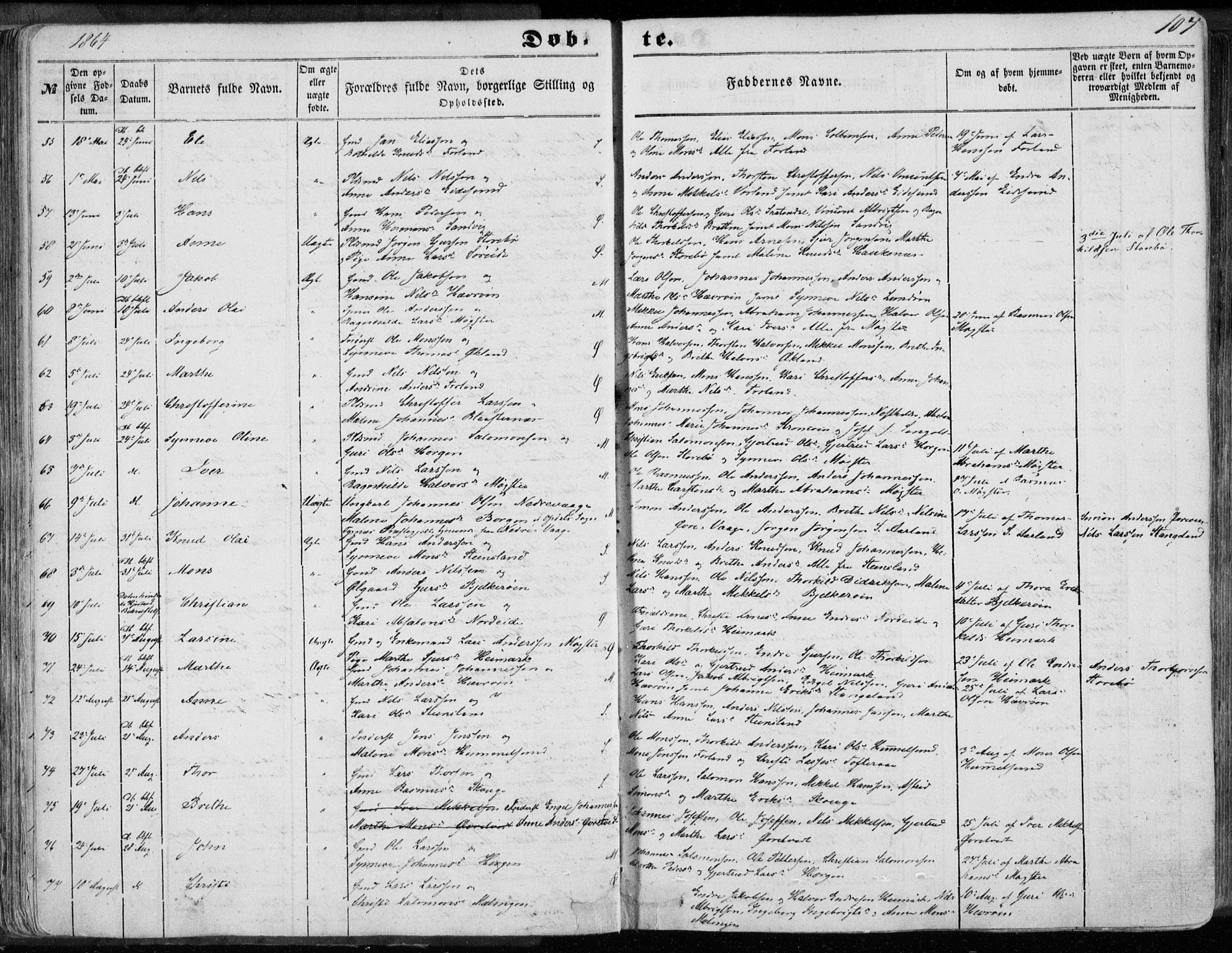 Sund sokneprestembete, SAB/A-99930: Parish register (official) no. A 14, 1850-1866, p. 107