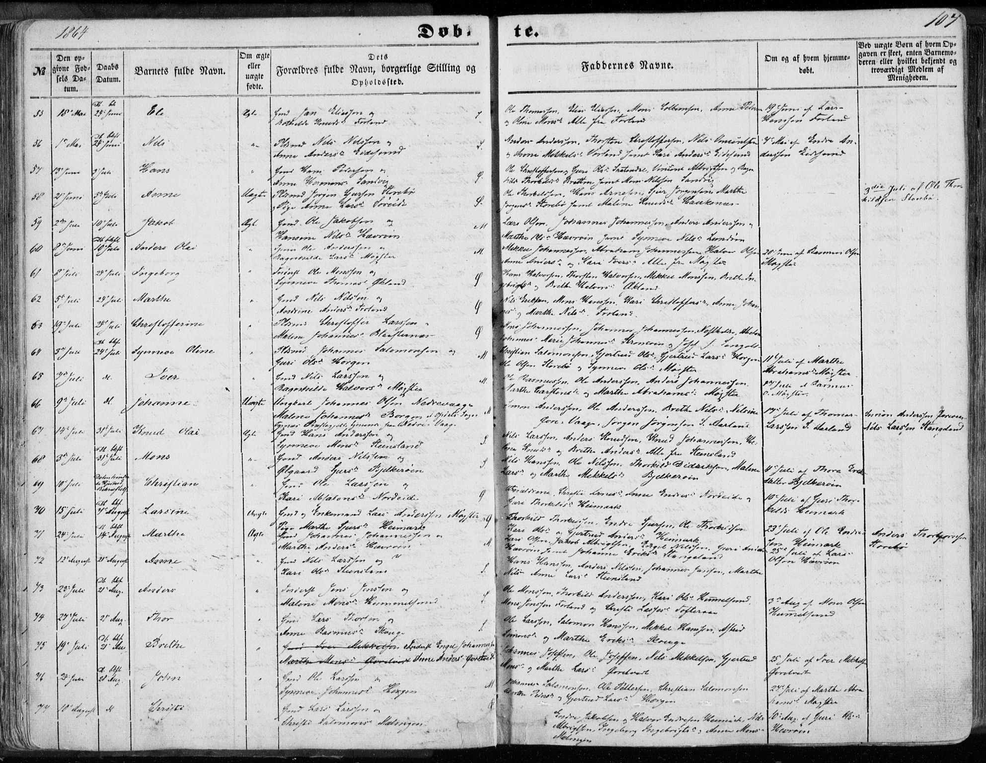 Sund sokneprestembete, AV/SAB-A-99930: Parish register (official) no. A 14, 1850-1866, p. 107