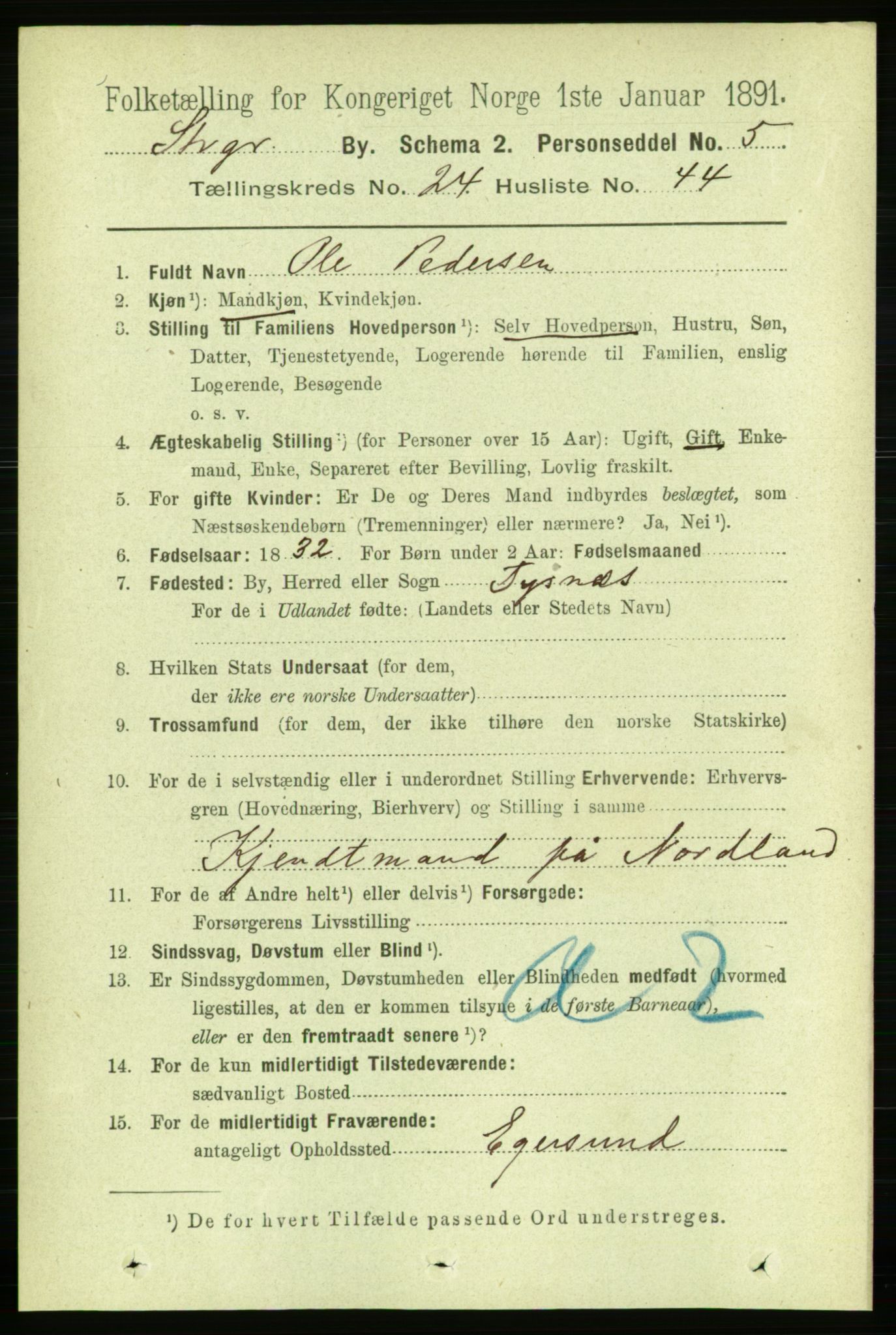 RA, 1891 census for 1103 Stavanger, 1891, p. 26788