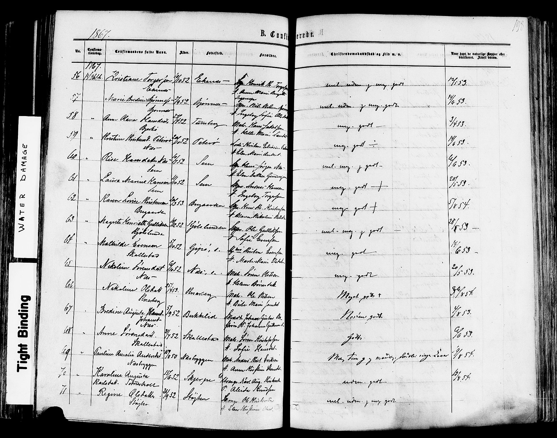 Nøtterøy kirkebøker, AV/SAKO-A-354/F/Fa/L0007: Parish register (official) no. I 7, 1865-1877, p. 198