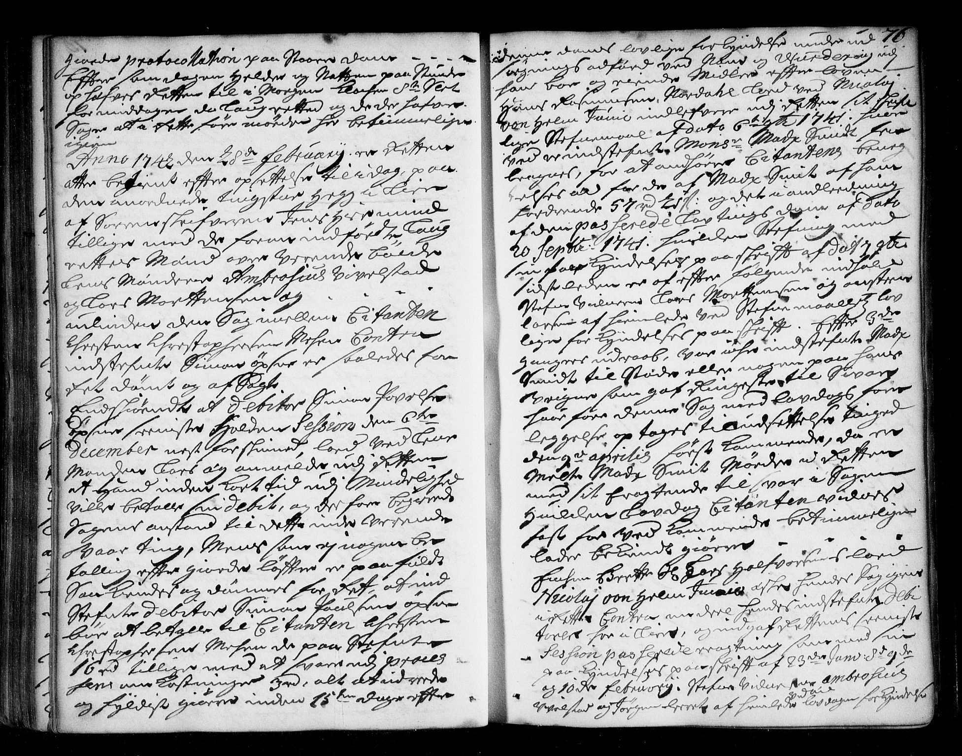 Lier, Røyken og Hurum sorenskriveri, AV/SAKO-A-89/F/Fa/L0050: Tingbok, 1741-1745, p. 76