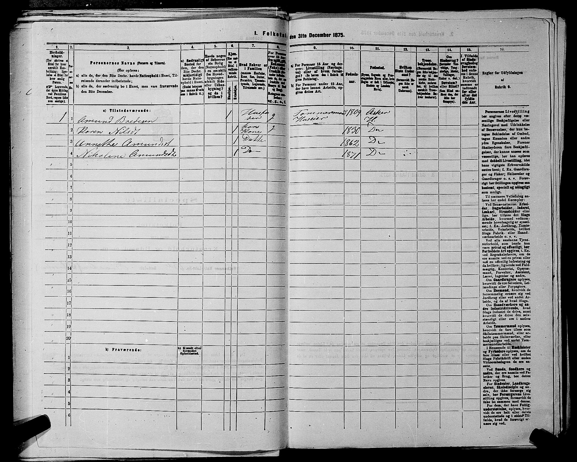 RA, 1875 census for 0220P Asker, 1875, p. 479