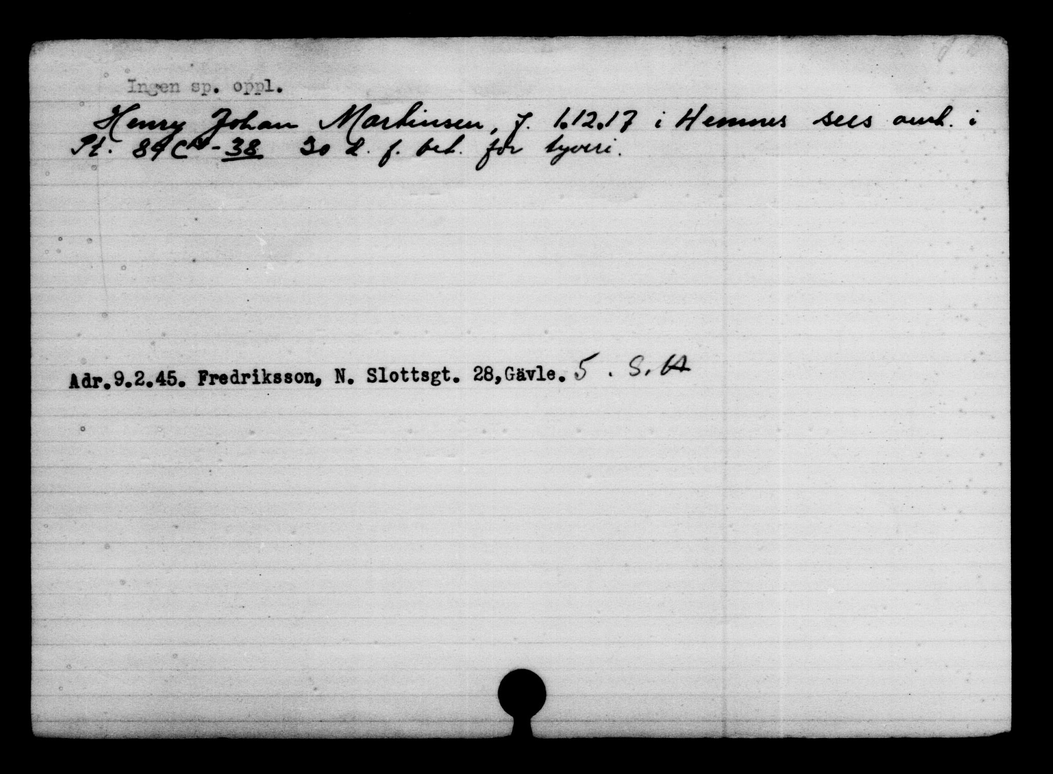 Utenriksstasjonene, Legasjonen i Stockholm, Flyktningkontoret, AV/RA-S-6753/V/Va/L0004: Kjesäterkartoteket, flyktninger med registreringsnr. 3496-6610, 1940-1945, p. 2979