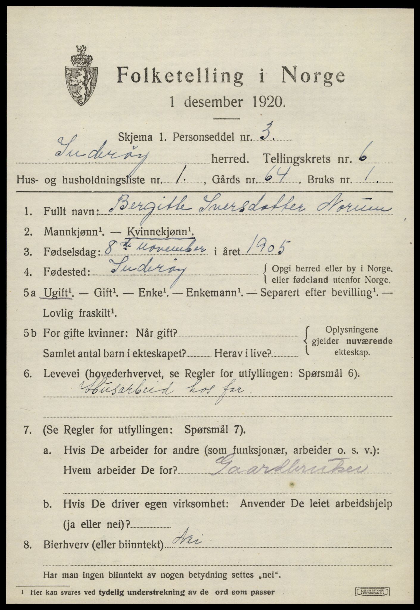 SAT, 1920 census for Inderøy, 1920, p. 4695