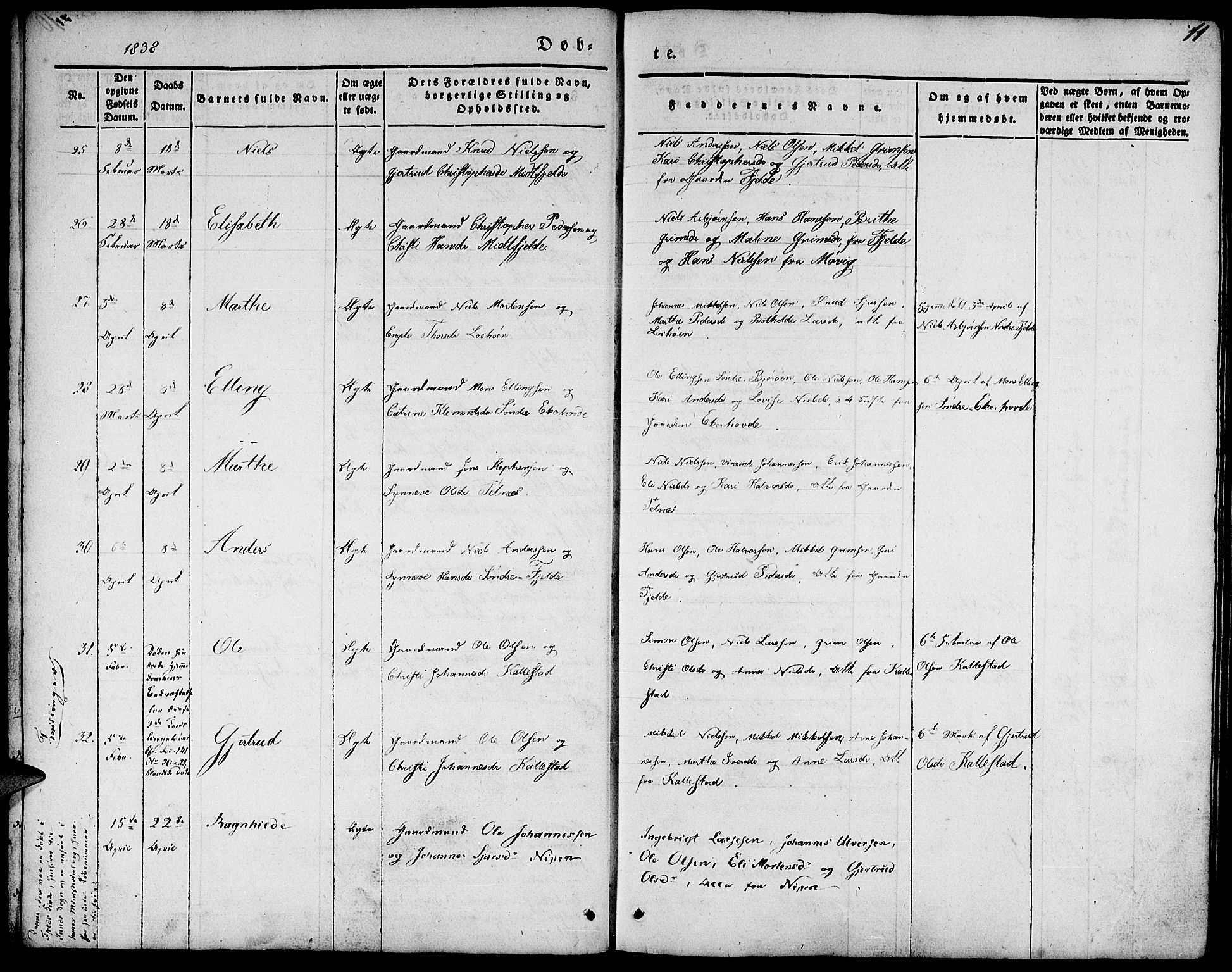 Fjell sokneprestembete, AV/SAB-A-75301/H/Haa: Parish register (official) no. A 1, 1835-1850, p. 11