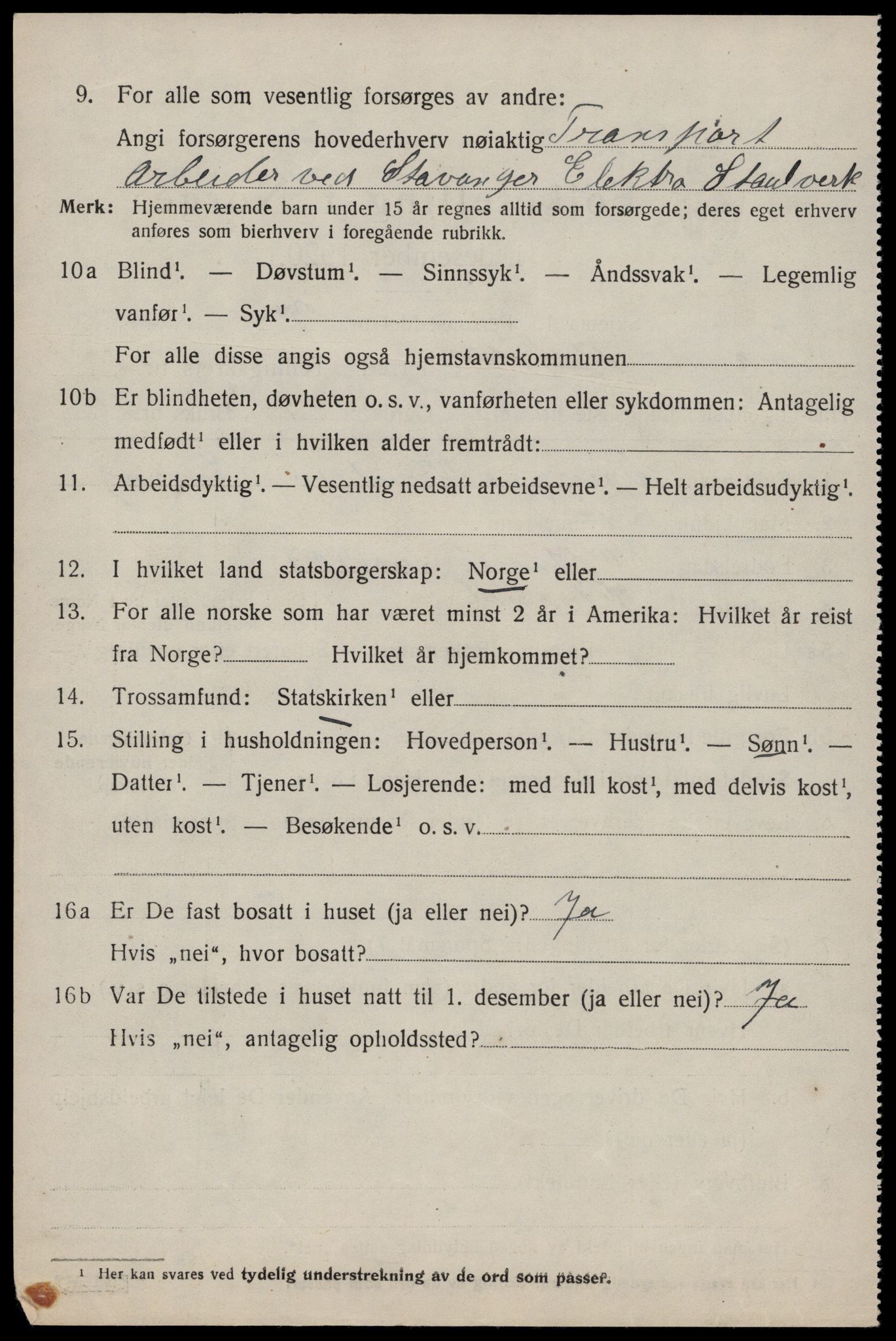 SAST, 1920 census for Strand, 1920, p. 7026