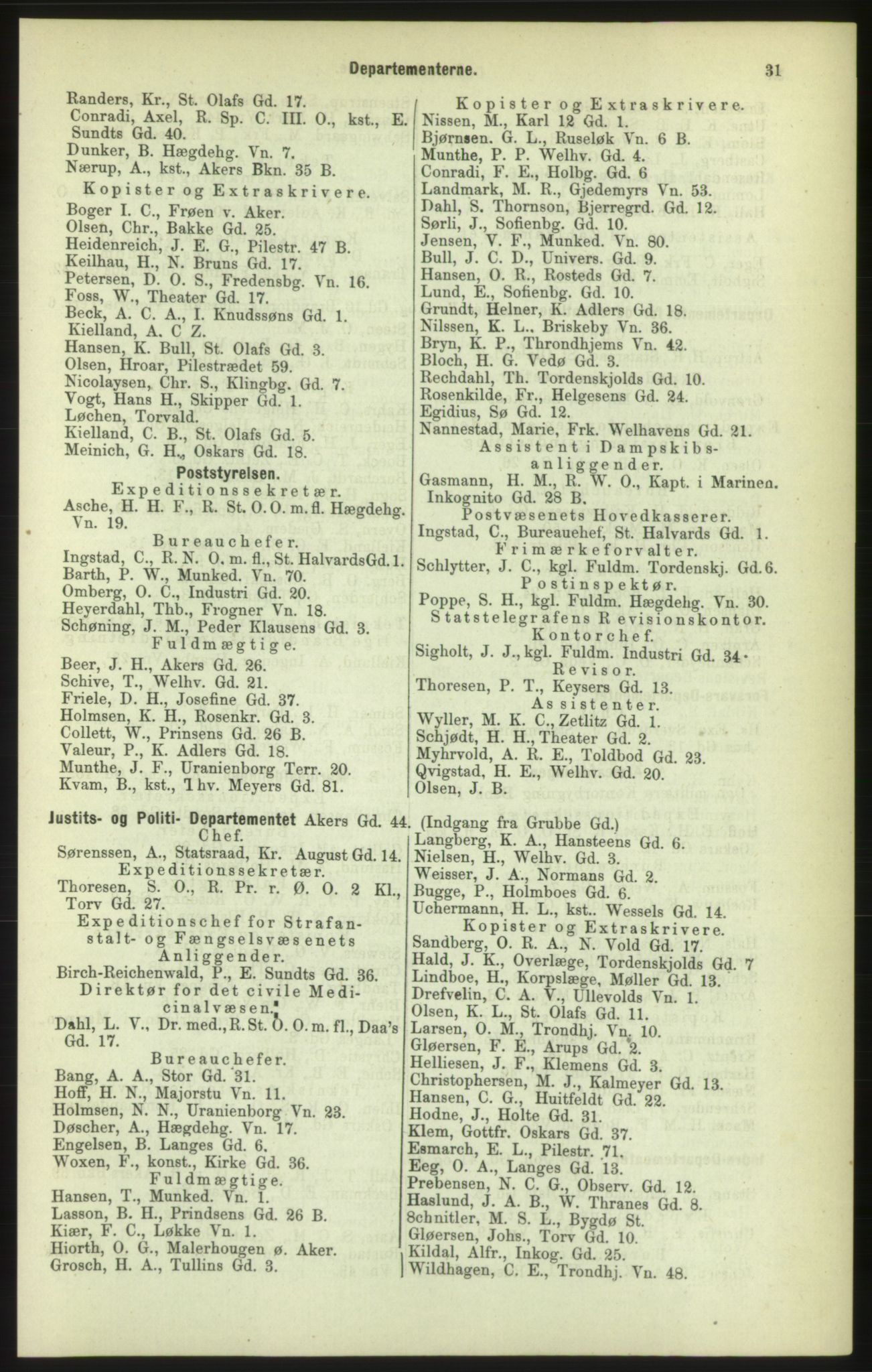 Kristiania/Oslo adressebok, PUBL/-, 1886, p. 31