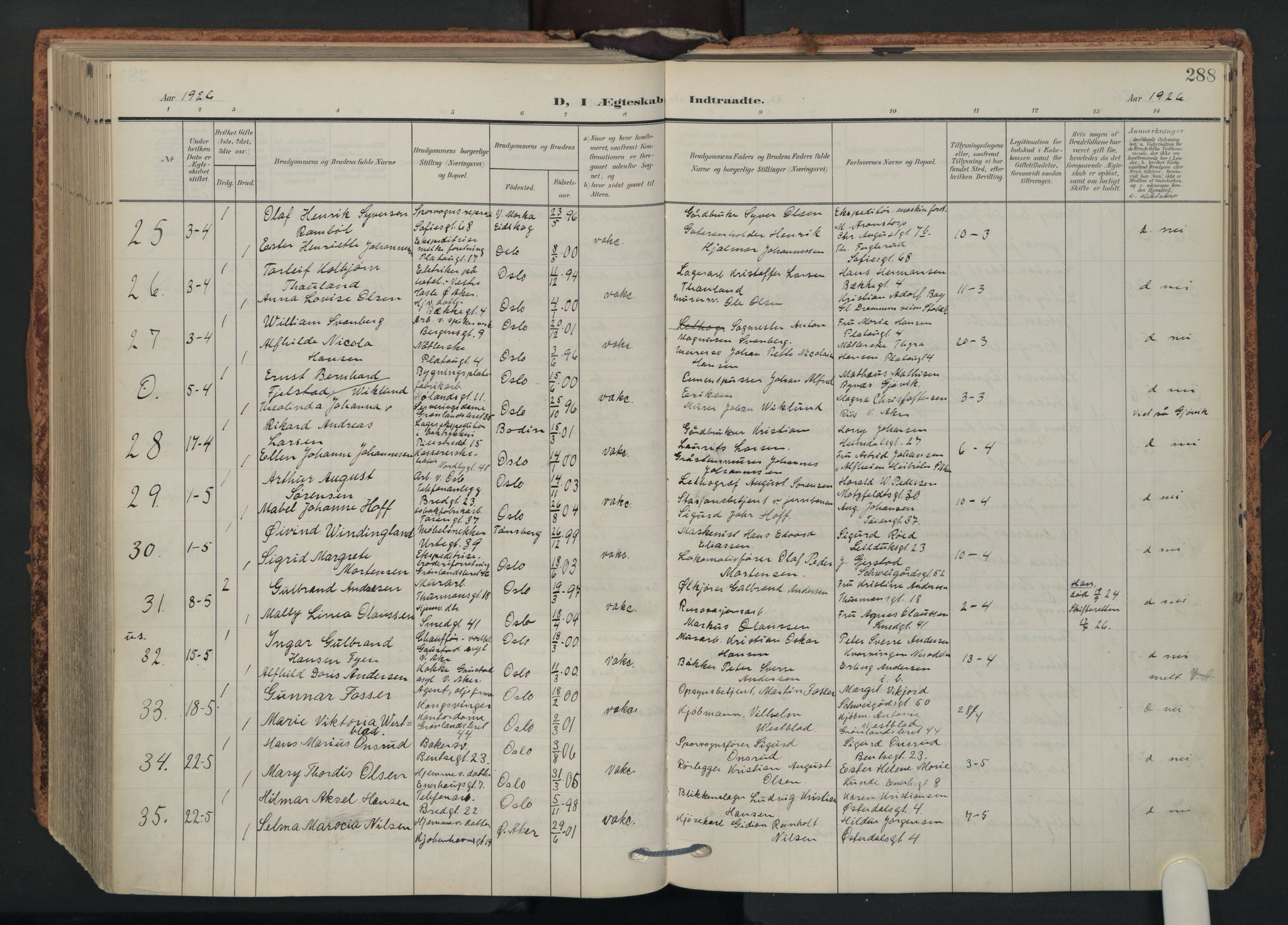 Grønland prestekontor Kirkebøker, AV/SAO-A-10848/F/Fa/L0017: Parish register (official) no. 17, 1906-1934, p. 288