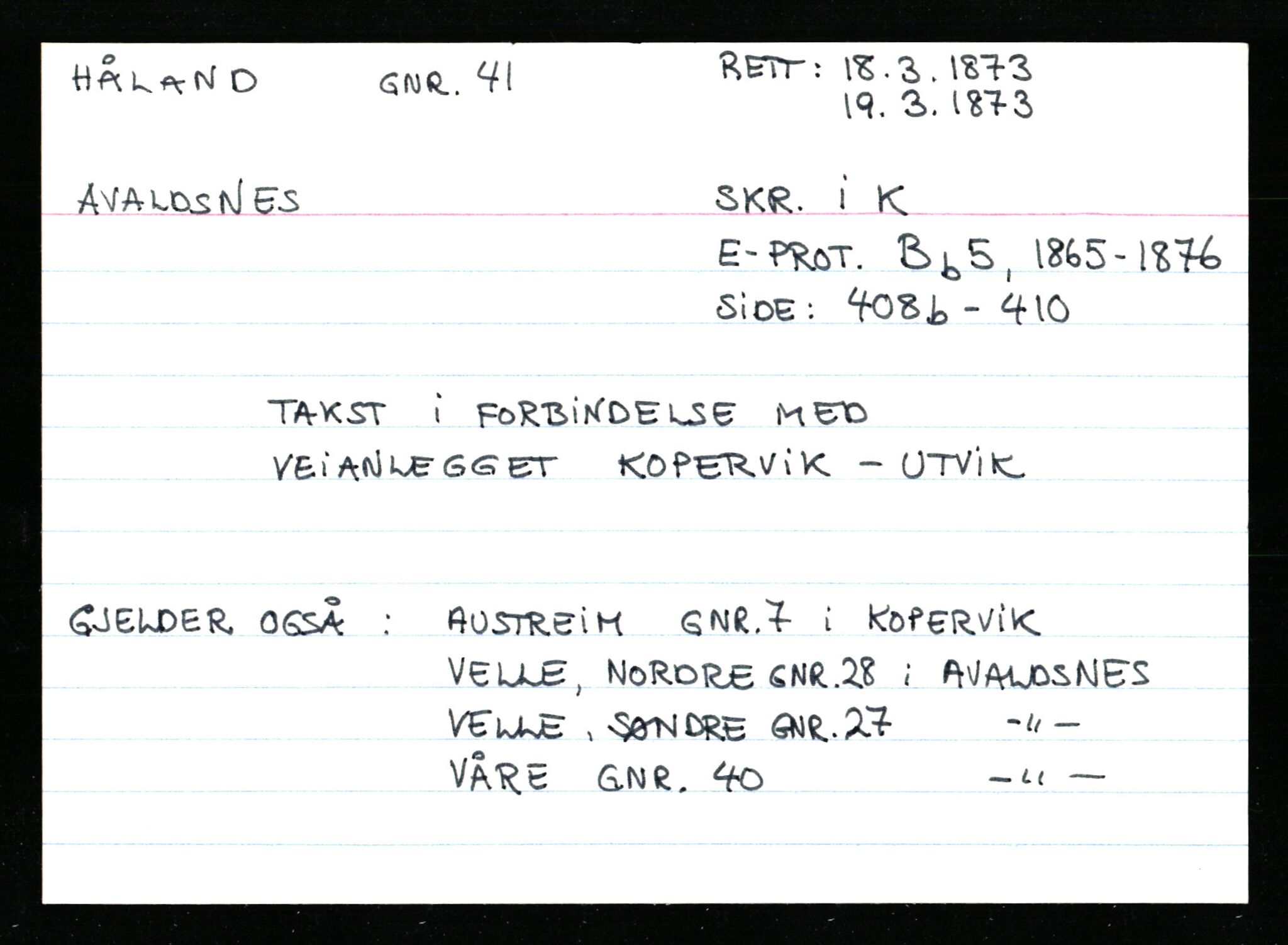 Statsarkivet i Stavanger, AV/SAST-A-101971/03/Y/Ym/L0028: Åstedskort sortert etter gårdsnavn: Hølleland - Ikdal, 1600-1950, p. 114