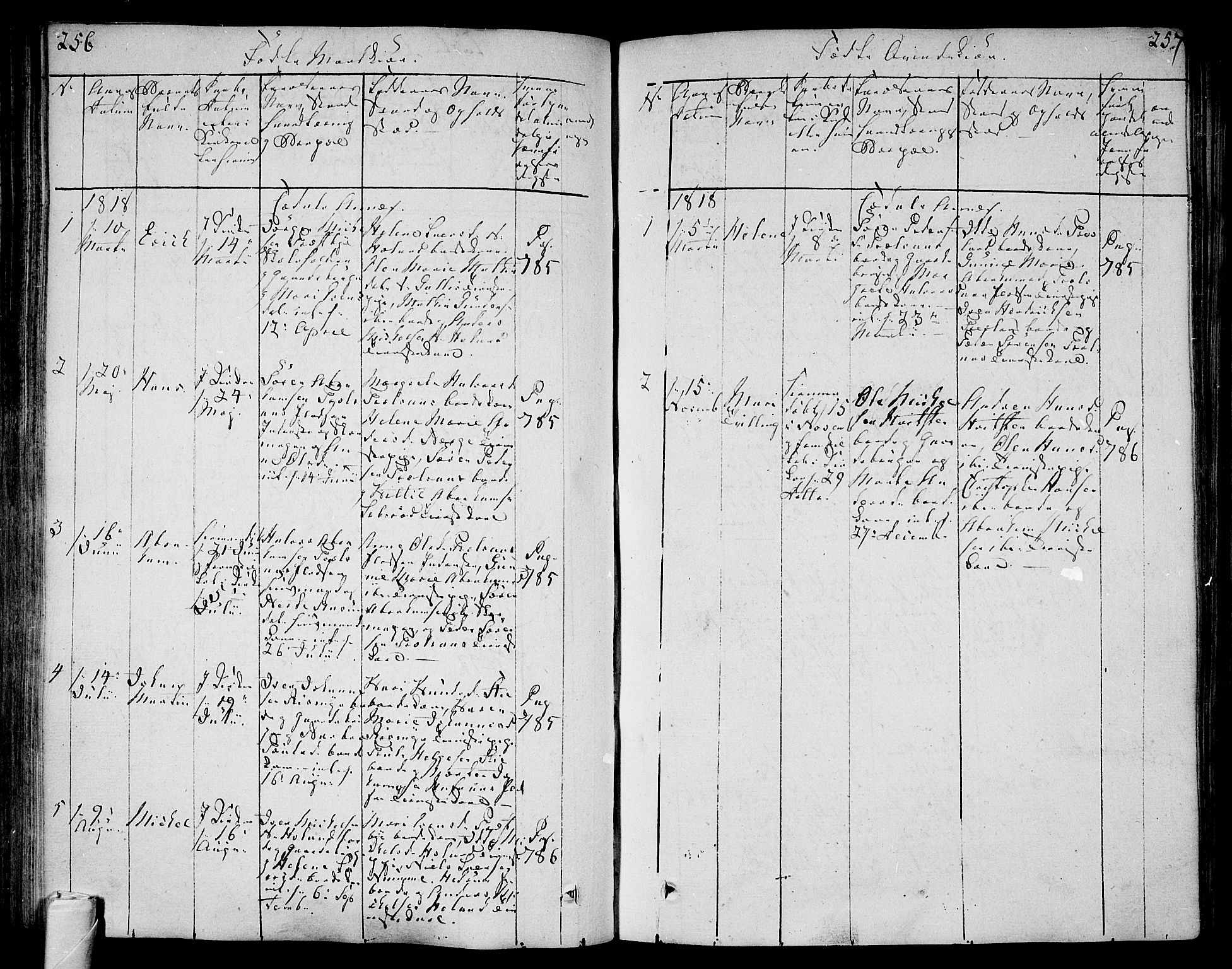 Andebu kirkebøker, SAKO/A-336/F/Fa/L0003: Parish register (official) no. 3 /3, 1815-1828, p. 256-257