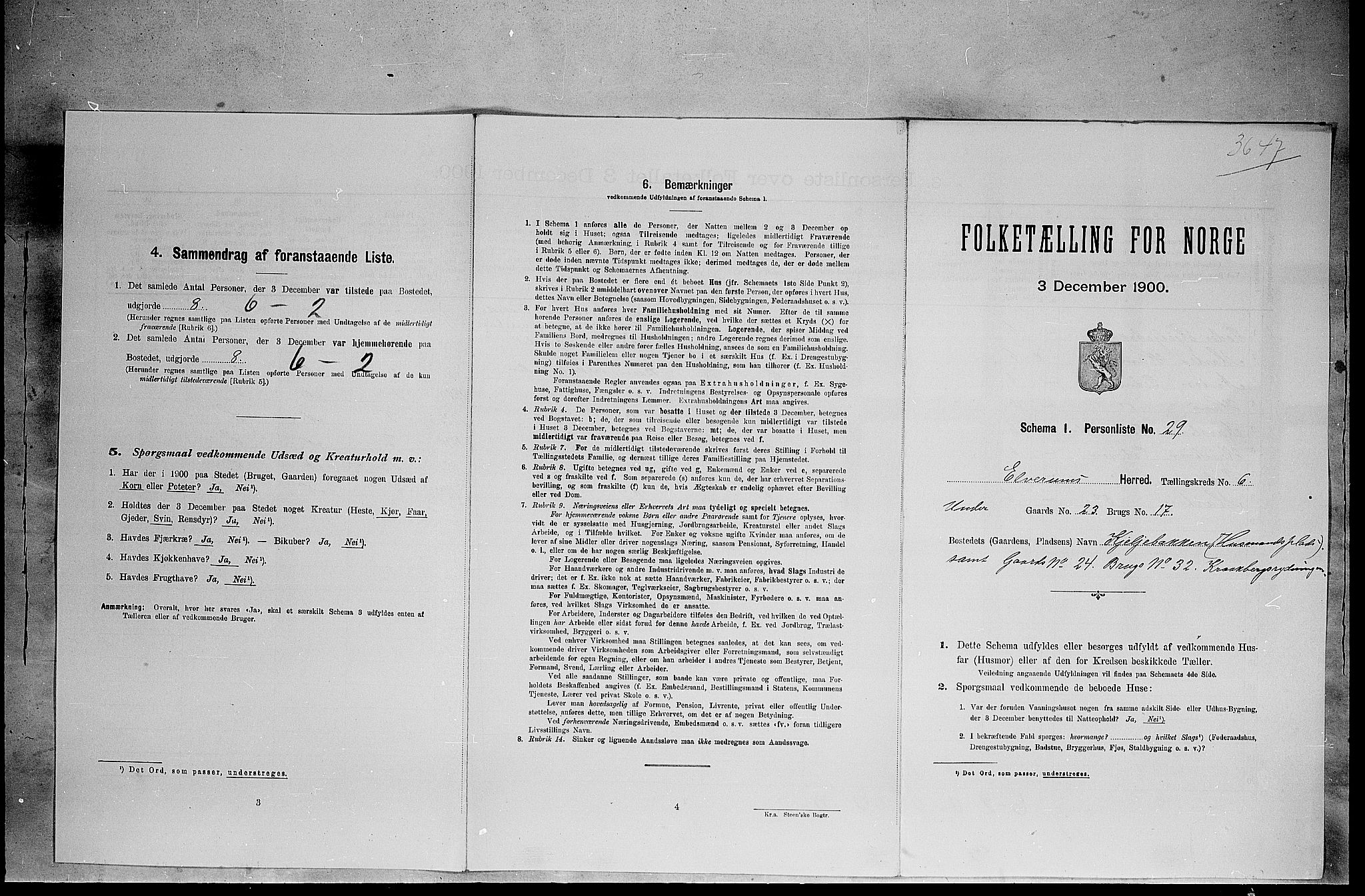 SAH, 1900 census for Elverum, 1900, p. 714