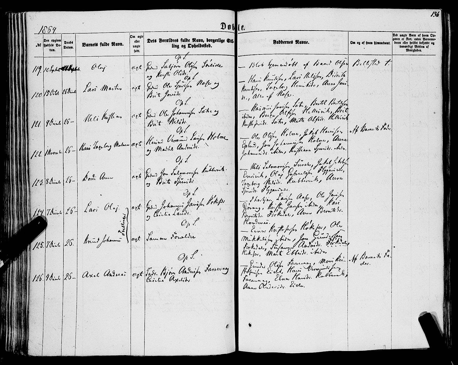 Tysnes sokneprestembete, AV/SAB-A-78601/H/Haa: Parish register (official) no. A 11, 1860-1871, p. 136