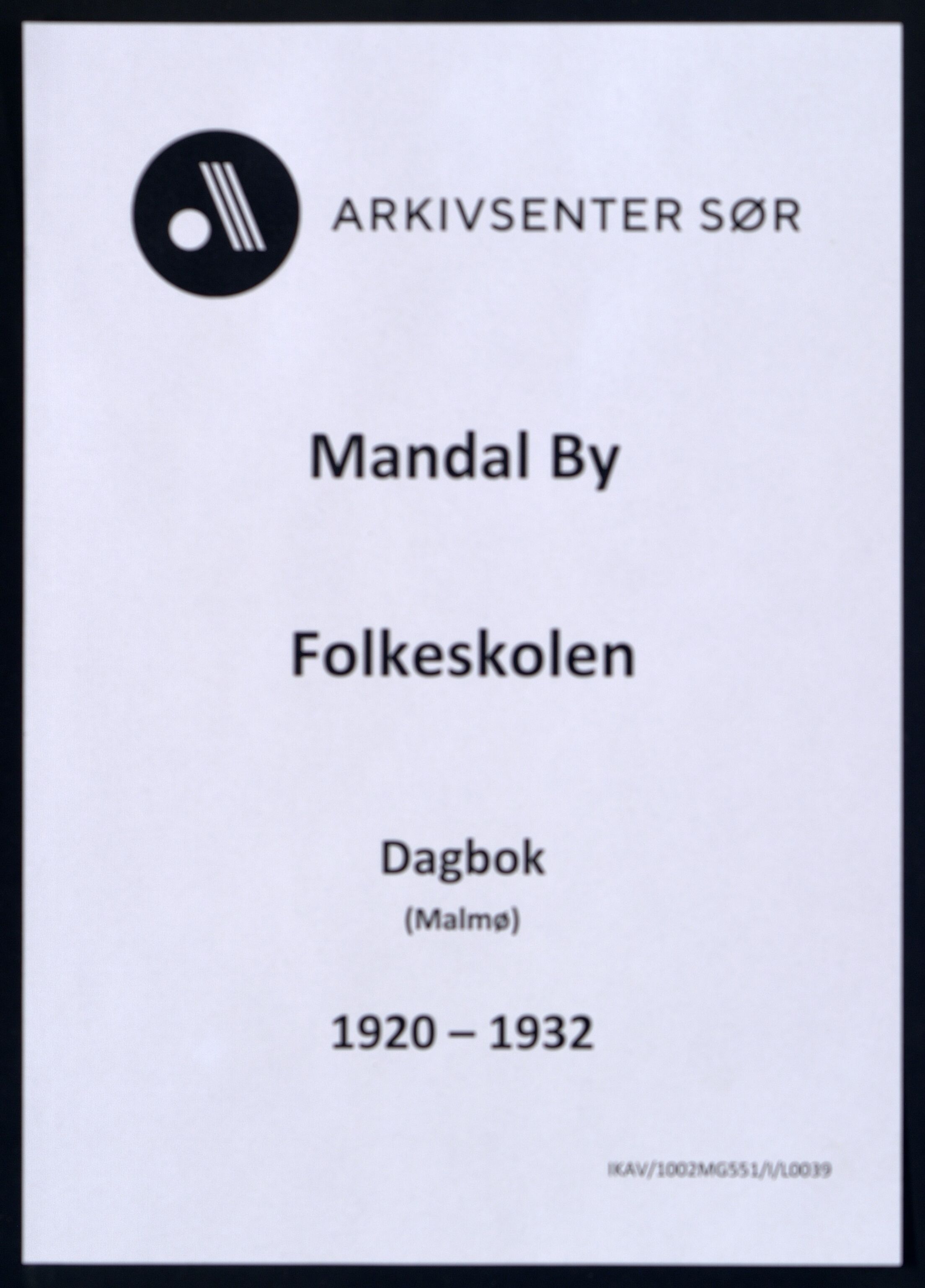 Mandal By - Mandal Allmueskole/Folkeskole/Skole, ARKSOR/1002MG551/I/L0039: Dagbok, 1920-1932