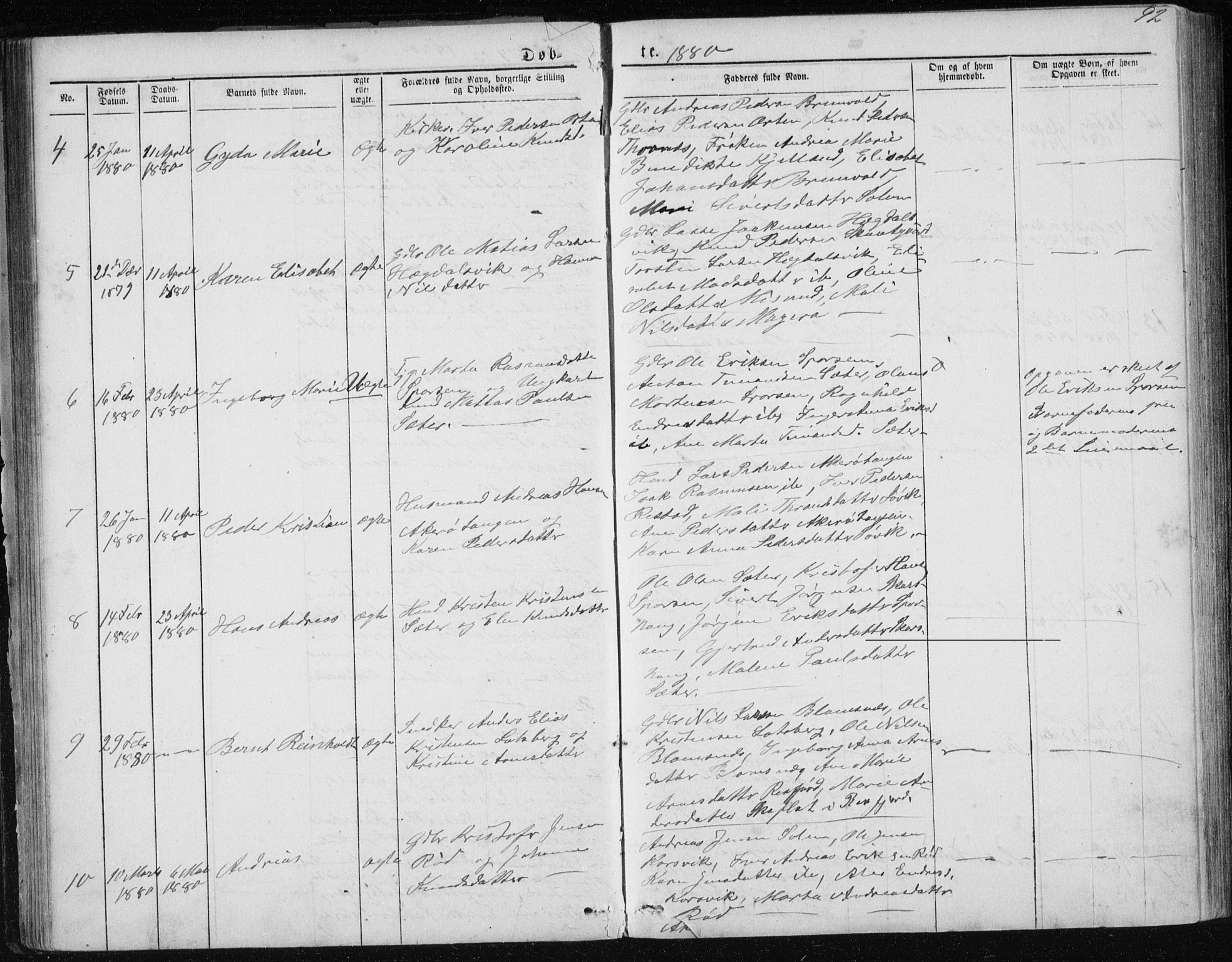 Ministerialprotokoller, klokkerbøker og fødselsregistre - Møre og Romsdal, AV/SAT-A-1454/560/L0724: Parish register (copy) no. 560C01, 1867-1892, p. 92