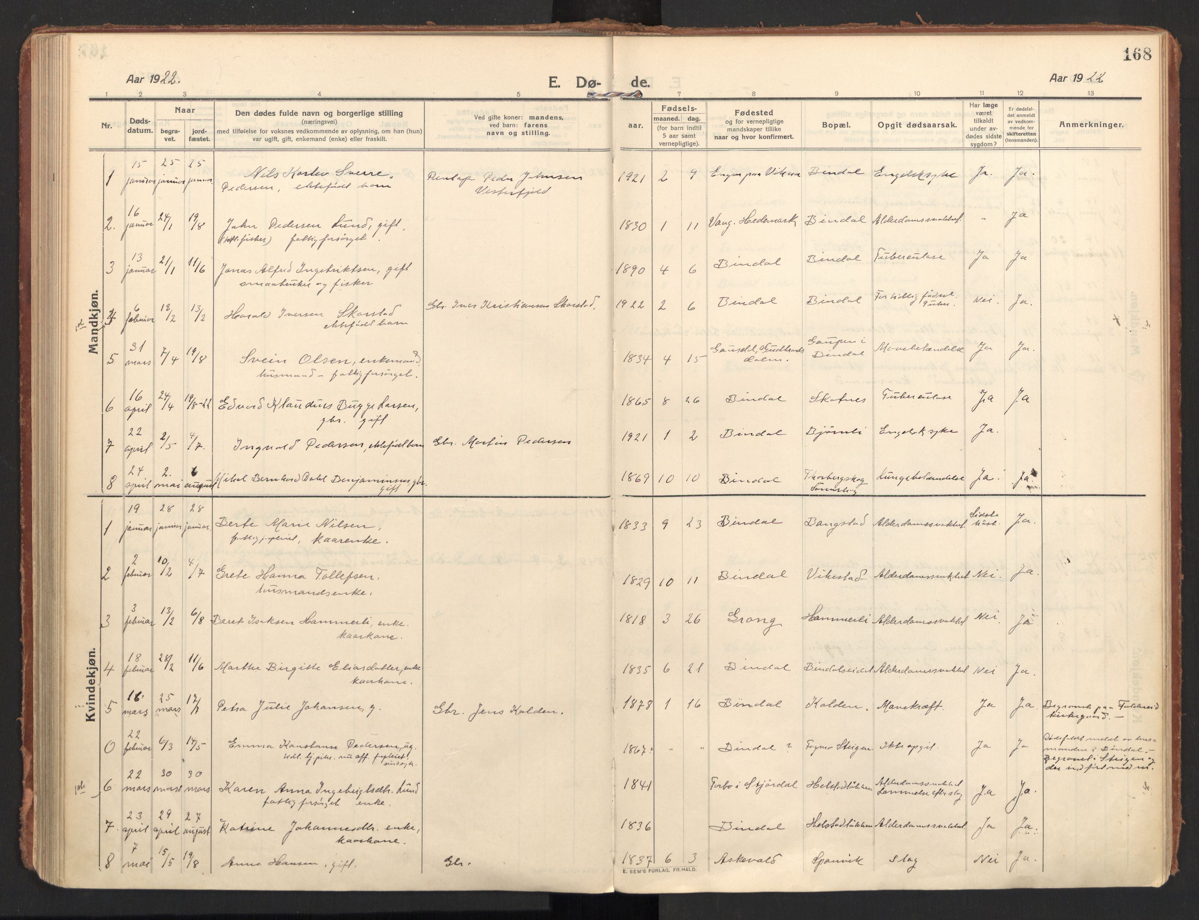 Ministerialprotokoller, klokkerbøker og fødselsregistre - Nordland, SAT/A-1459/810/L0156: Parish register (official) no. 810A15, 1915-1930, p. 168