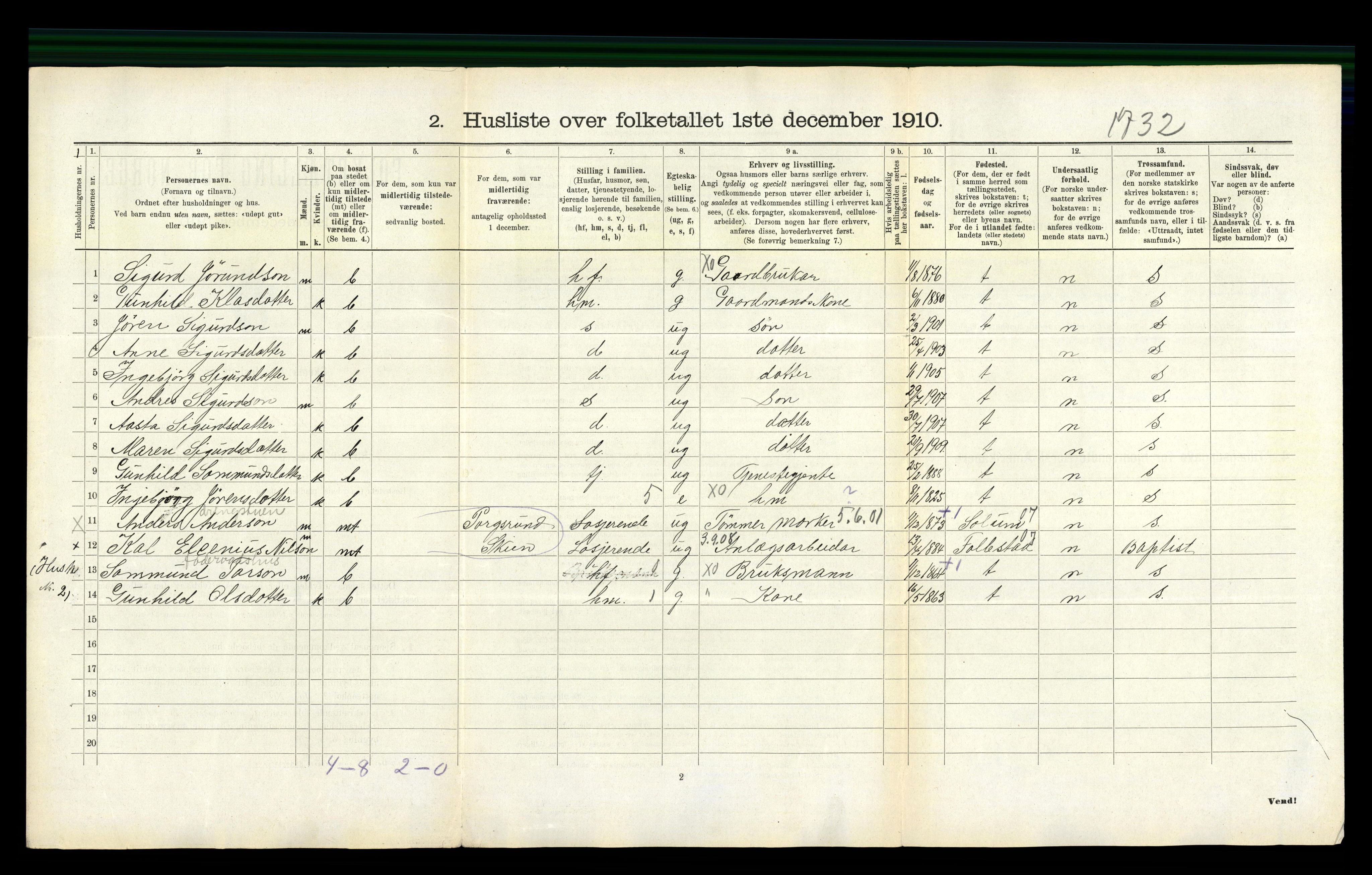 RA, 1910 census for Seljord, 1910, p. 716