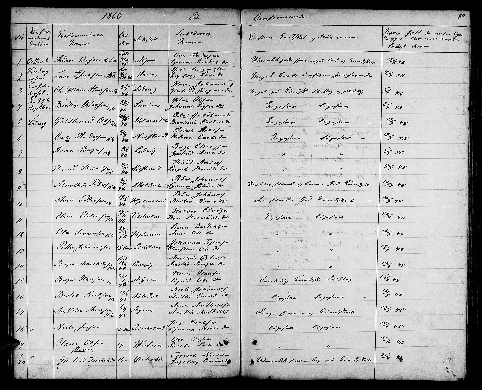 Lavik sokneprestembete, SAB/A-80901: Parish register (copy) no. A 1, 1854-1881, p. 89