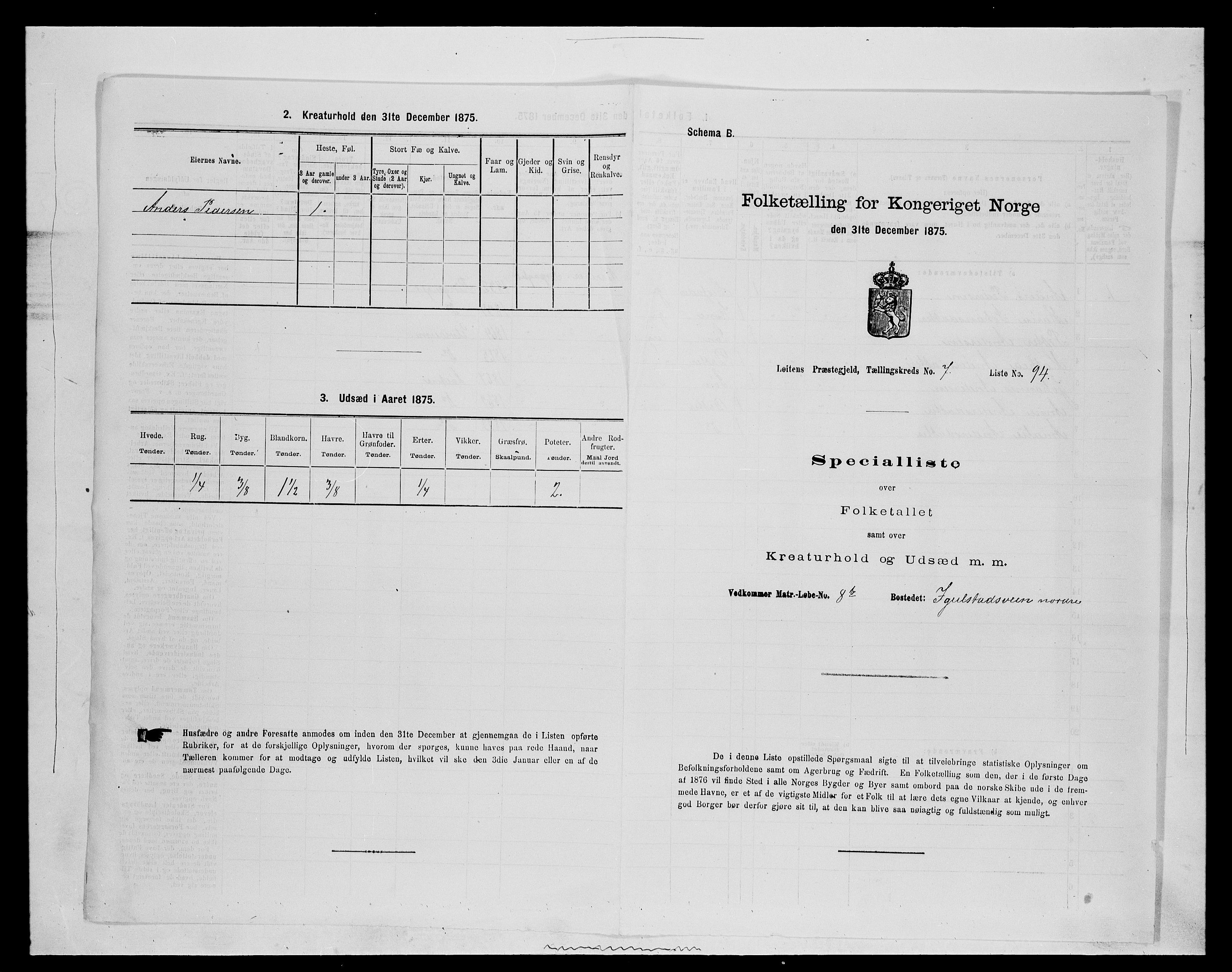 SAH, 1875 census for 0415P Løten, 1875, p. 1660