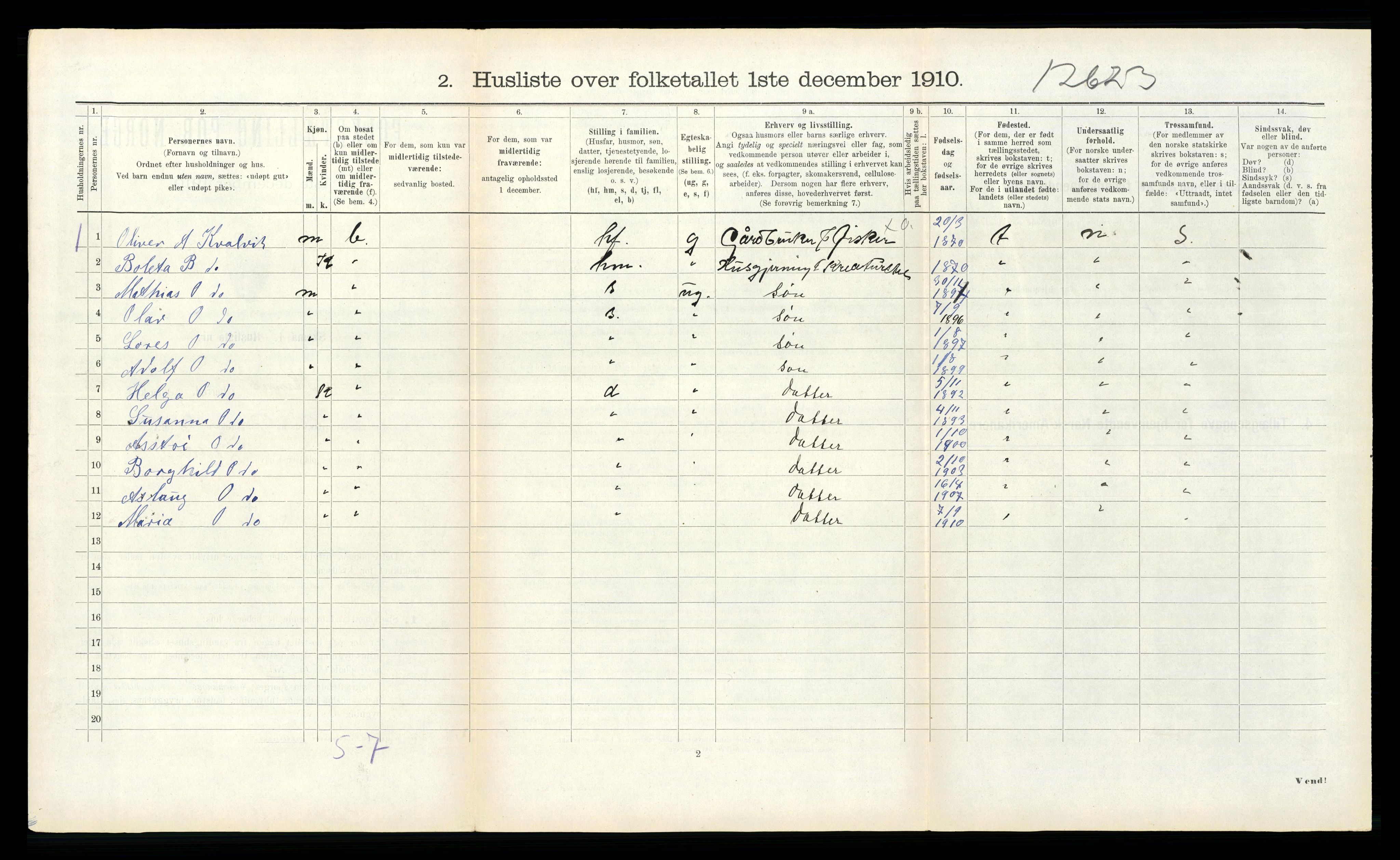 RA, 1910 census for Kinn, 1910, p. 1469