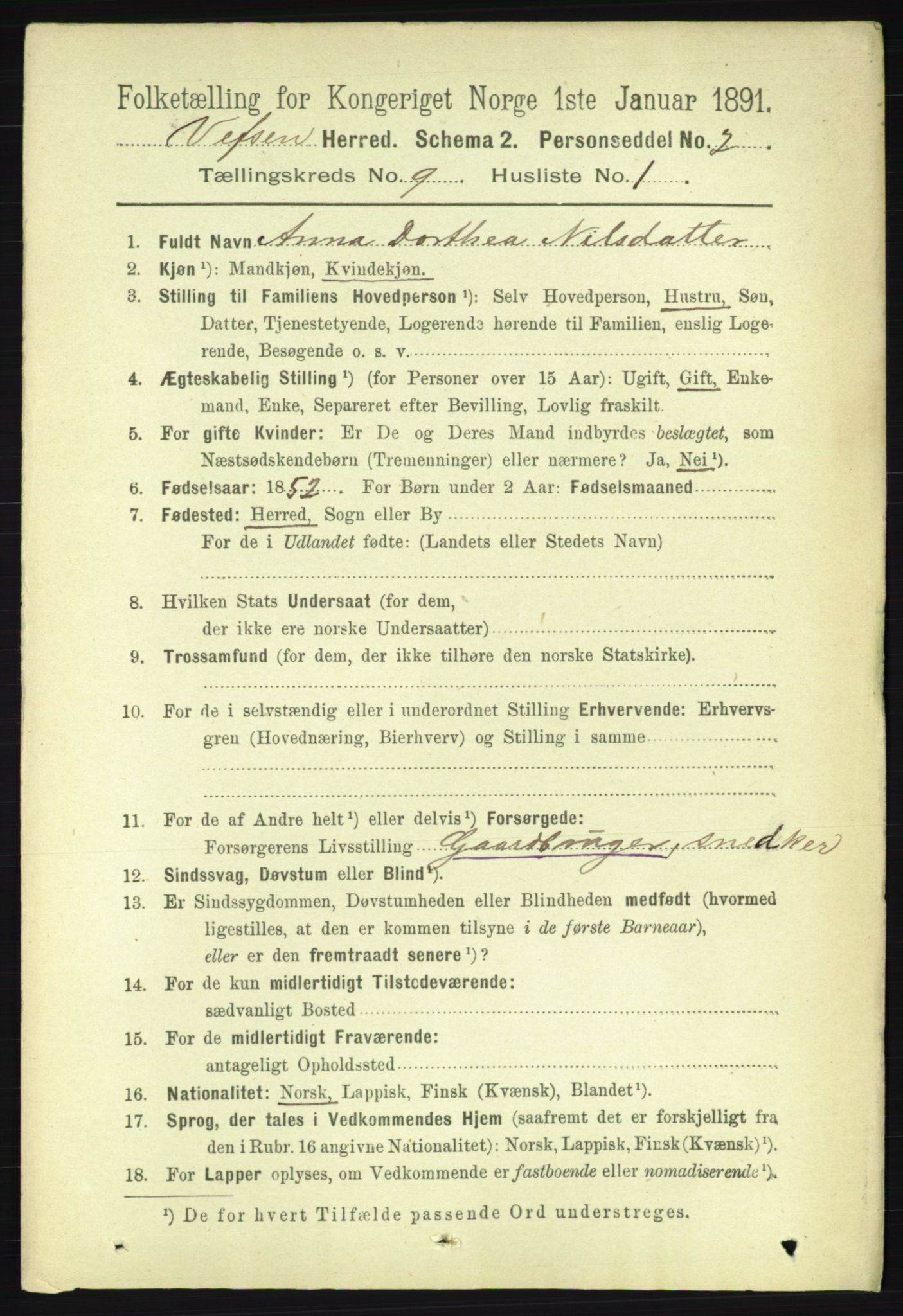 RA, 1891 census for 1824 Vefsn, 1891, p. 4697