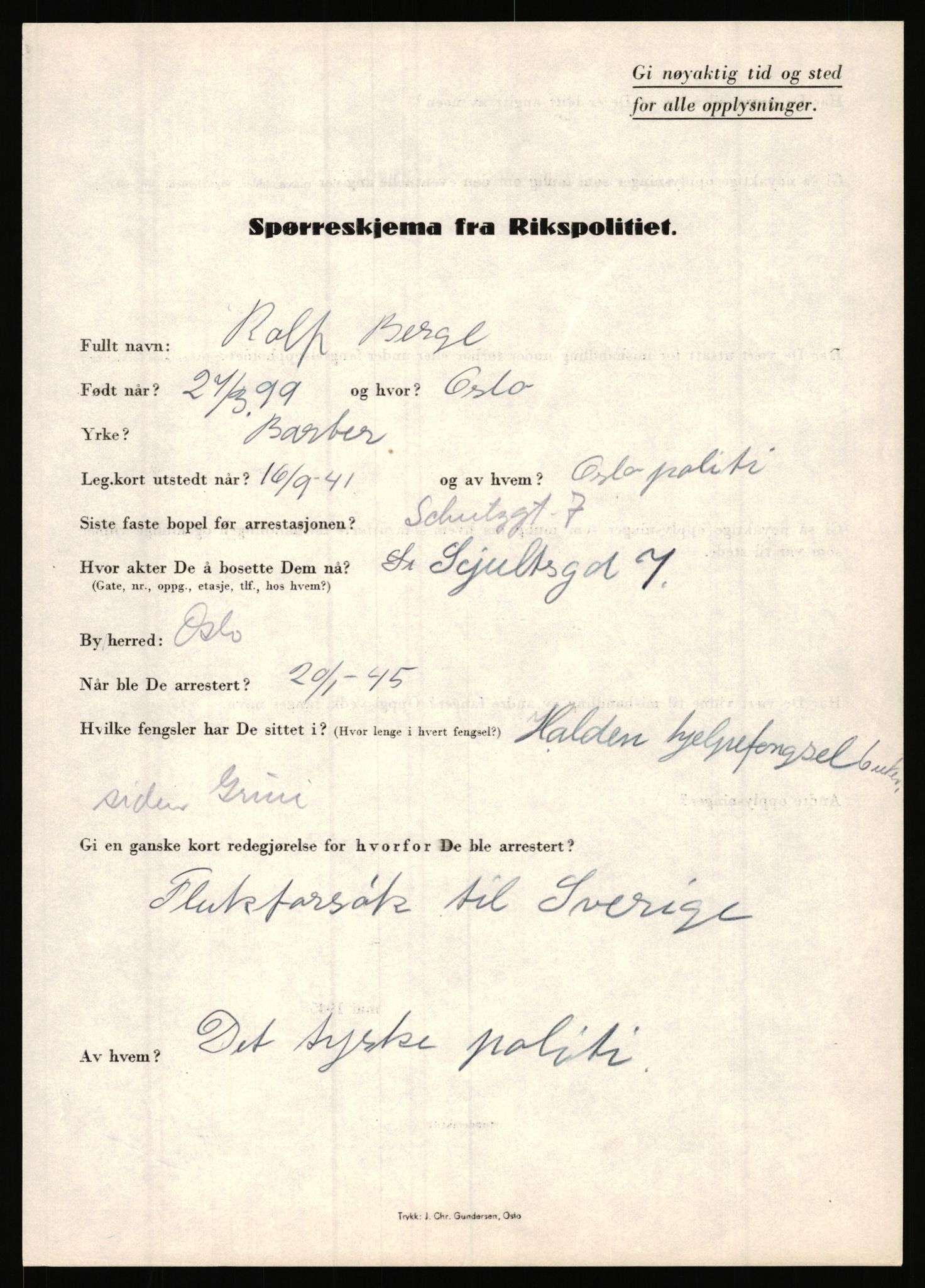 Rikspolitisjefen, AV/RA-S-1560/L/L0002: Berg, Alf - Bråthen, Thorleif, 1940-1945, p. 157