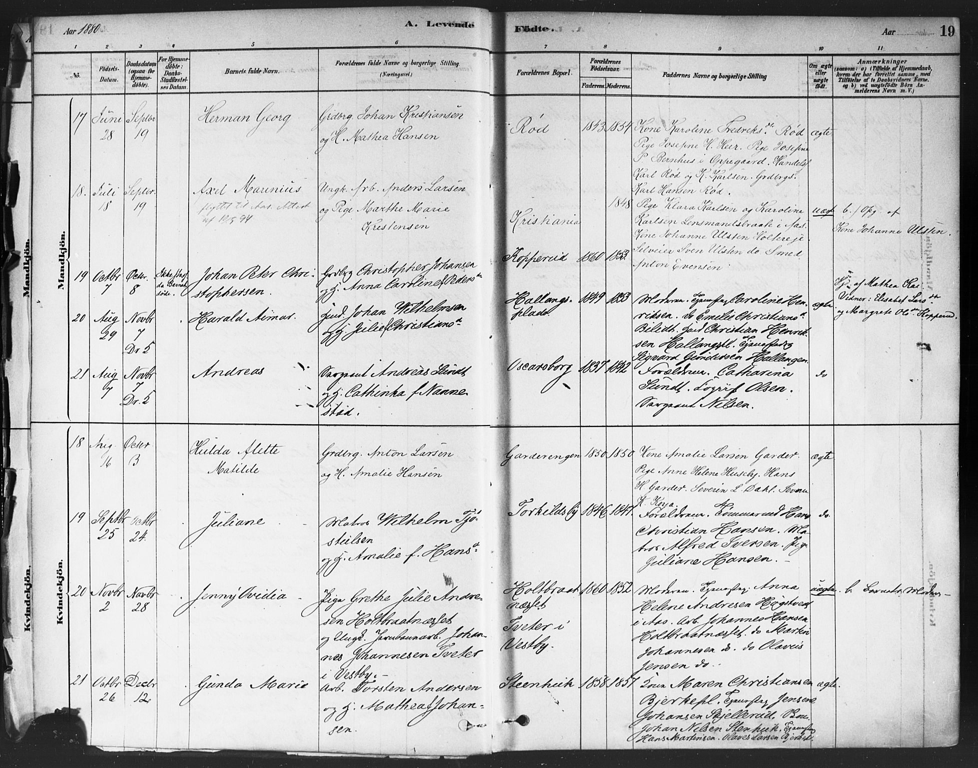 Drøbak prestekontor Kirkebøker, SAO/A-10142a/F/Fc/L0002: Parish register (official) no. III 2, 1878-1891, p. 19