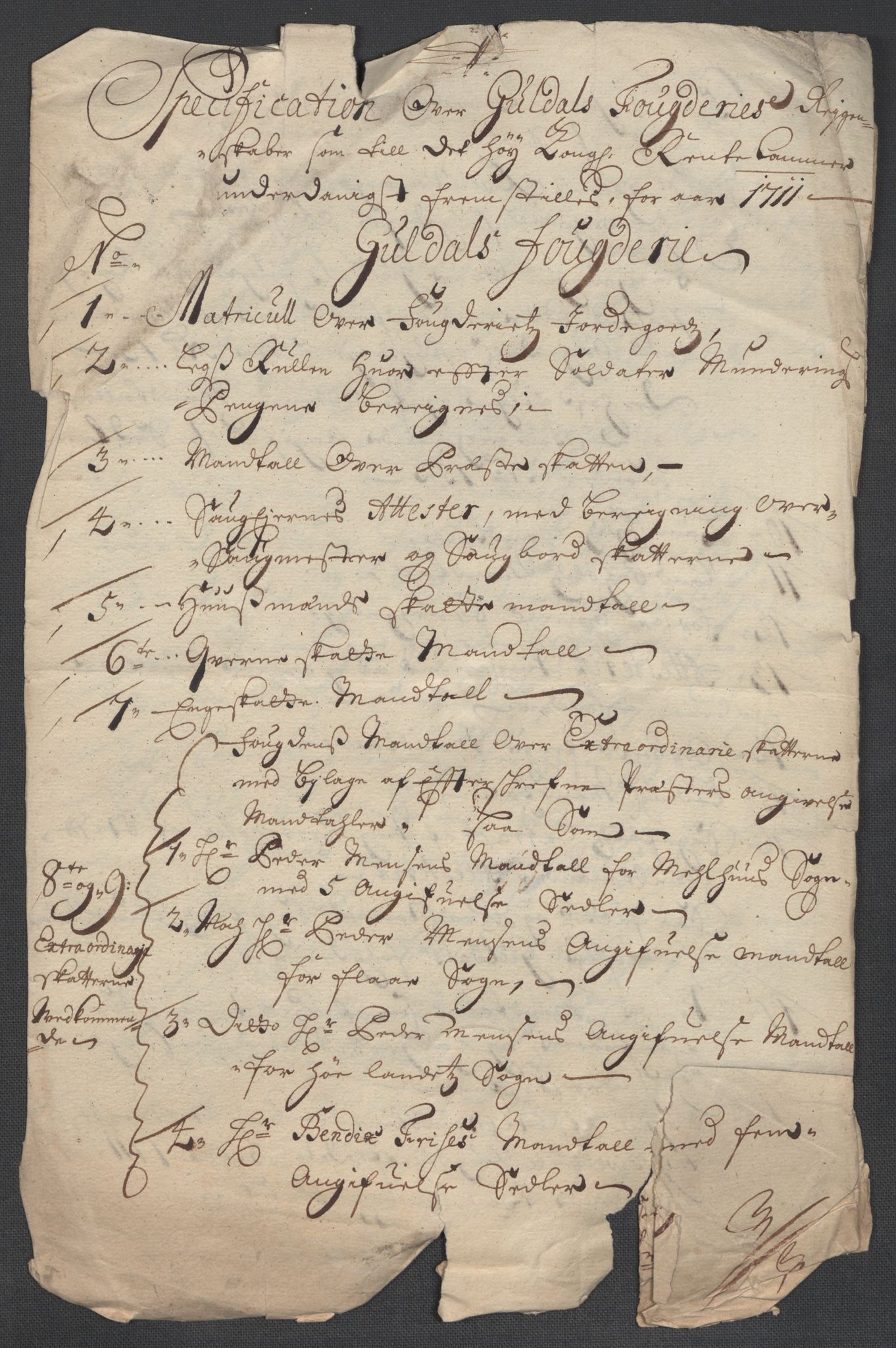 Rentekammeret inntil 1814, Reviderte regnskaper, Fogderegnskap, AV/RA-EA-4092/R60/L3962: Fogderegnskap Orkdal og Gauldal, 1711, p. 357