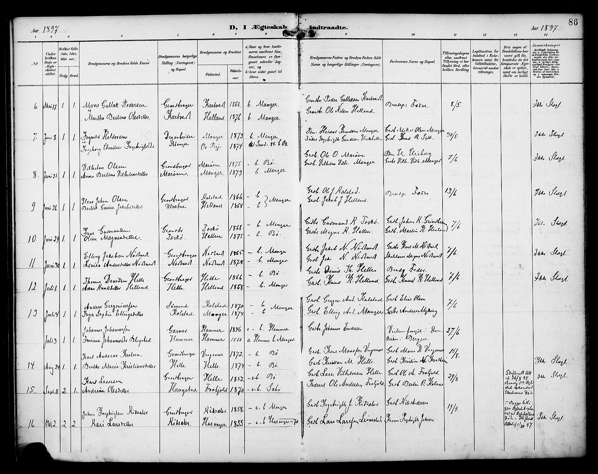 Manger sokneprestembete, SAB/A-76801/H/Haa: Parish register (official) no. B 2, 1893-1906, p. 86