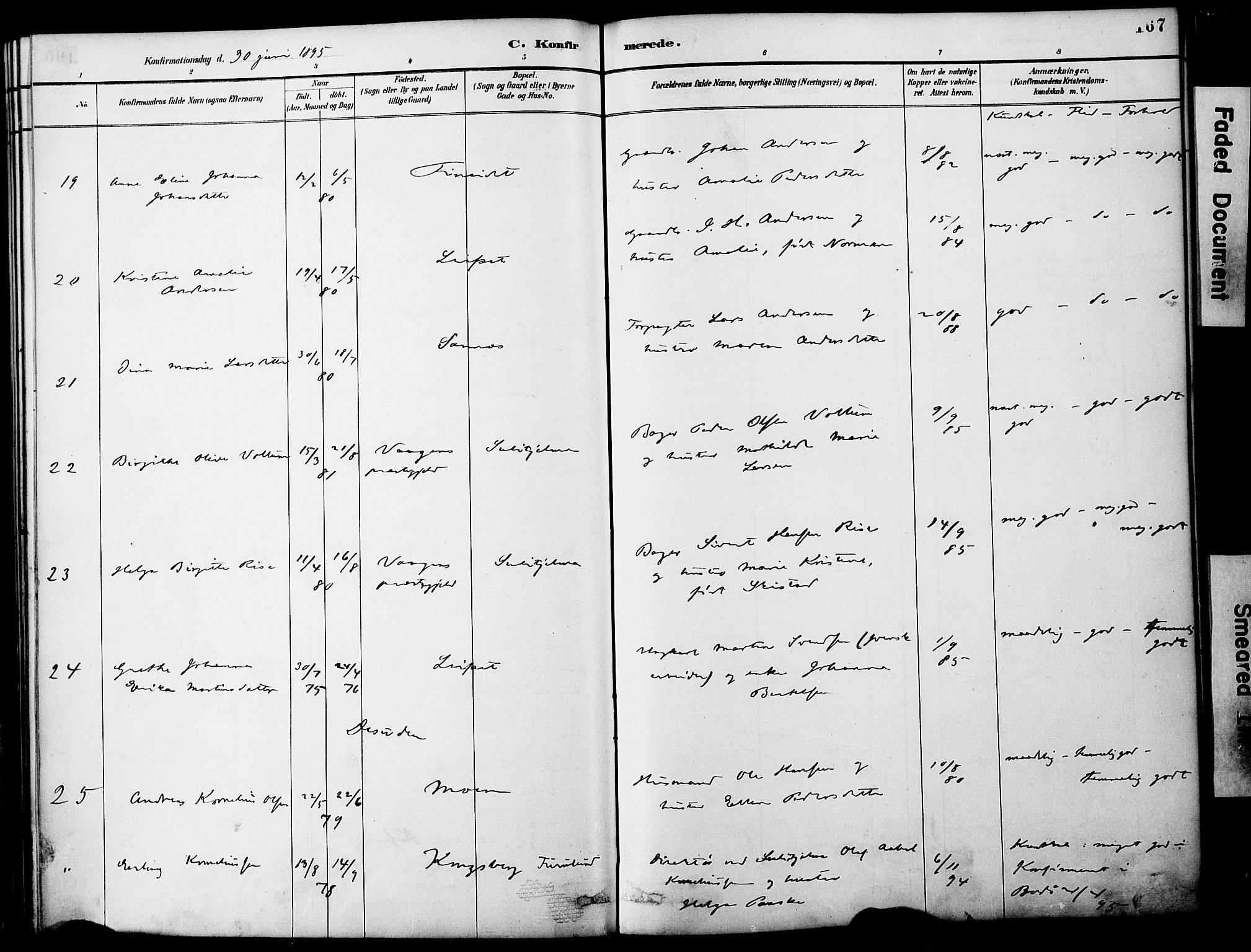 Ministerialprotokoller, klokkerbøker og fødselsregistre - Nordland, AV/SAT-A-1459/849/L0690: Parish register (official) no. 849A02, 1890-1897, p. 167