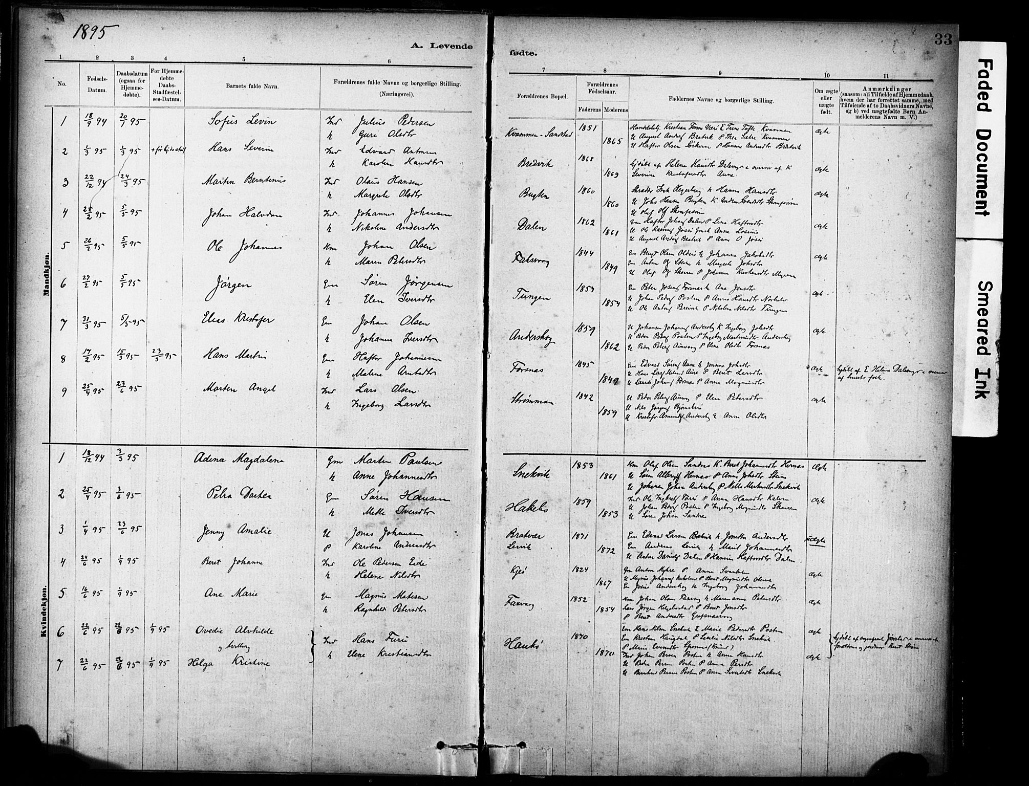 Ministerialprotokoller, klokkerbøker og fødselsregistre - Sør-Trøndelag, SAT/A-1456/635/L0551: Parish register (official) no. 635A01, 1882-1899, p. 33