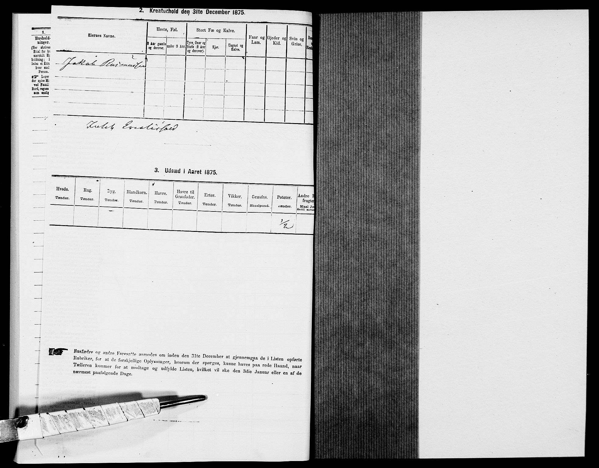 SAK, 1875 census for 1013P Tveit, 1875, p. 313