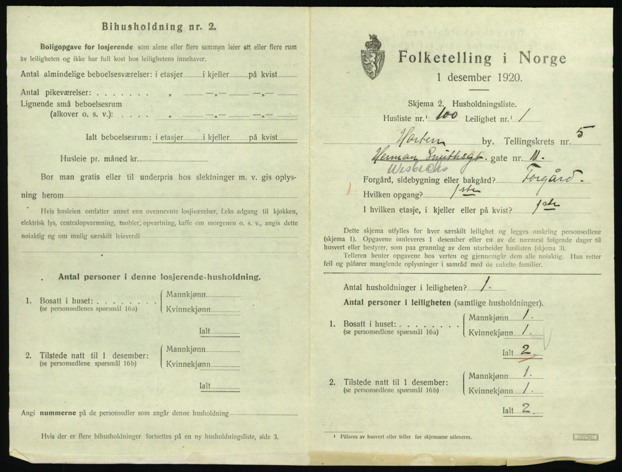 SAKO, 1920 census for Horten, 1920, p. 6023