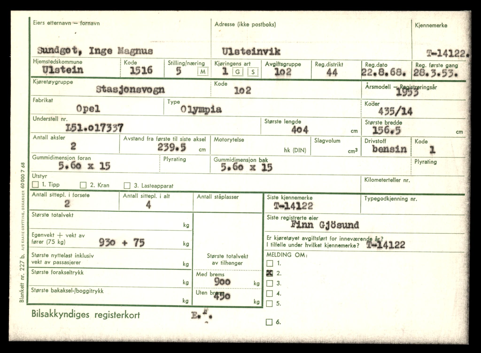 Møre og Romsdal vegkontor - Ålesund trafikkstasjon, AV/SAT-A-4099/F/Fe/L0043: Registreringskort for kjøretøy T 14080 - T 14204, 1927-1998, p. 1141