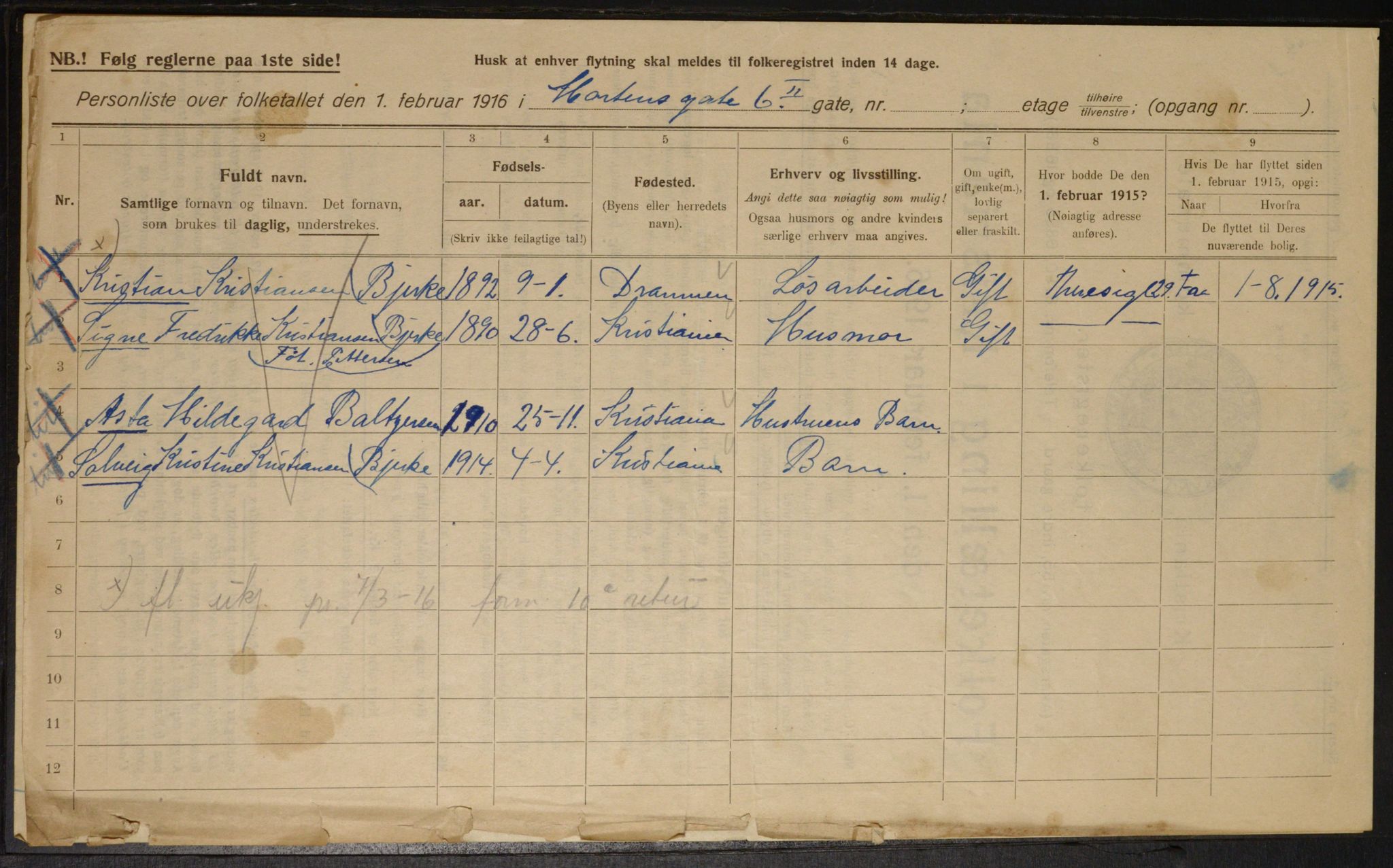 OBA, Municipal Census 1916 for Kristiania, 1916, p. 42082