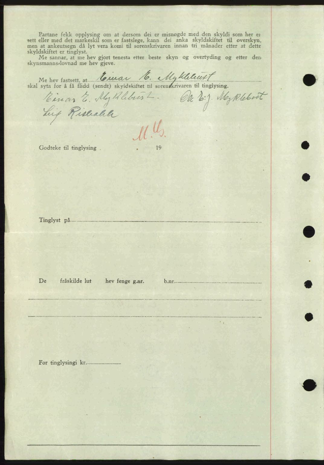 Nordre Sunnmøre sorenskriveri, AV/SAT-A-0006/1/2/2C/2Ca: Mortgage book no. A23, 1946-1947, Diary no: : 1922/1946