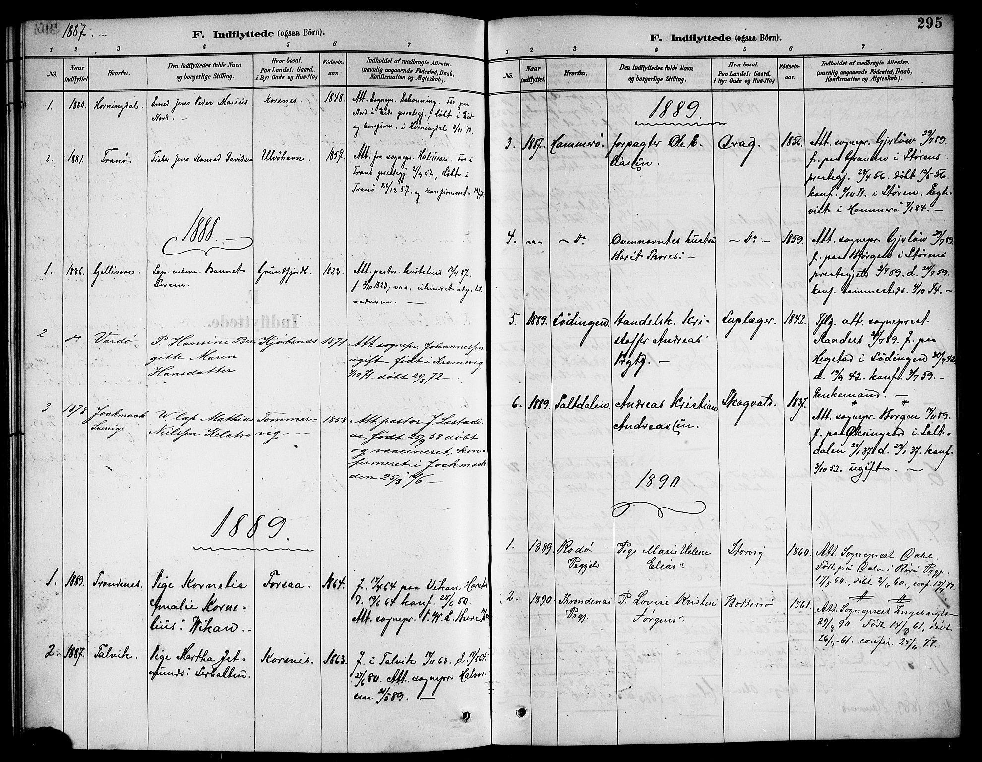 Ministerialprotokoller, klokkerbøker og fødselsregistre - Nordland, AV/SAT-A-1459/861/L0876: Parish register (copy) no. 861C02, 1887-1903, p. 295