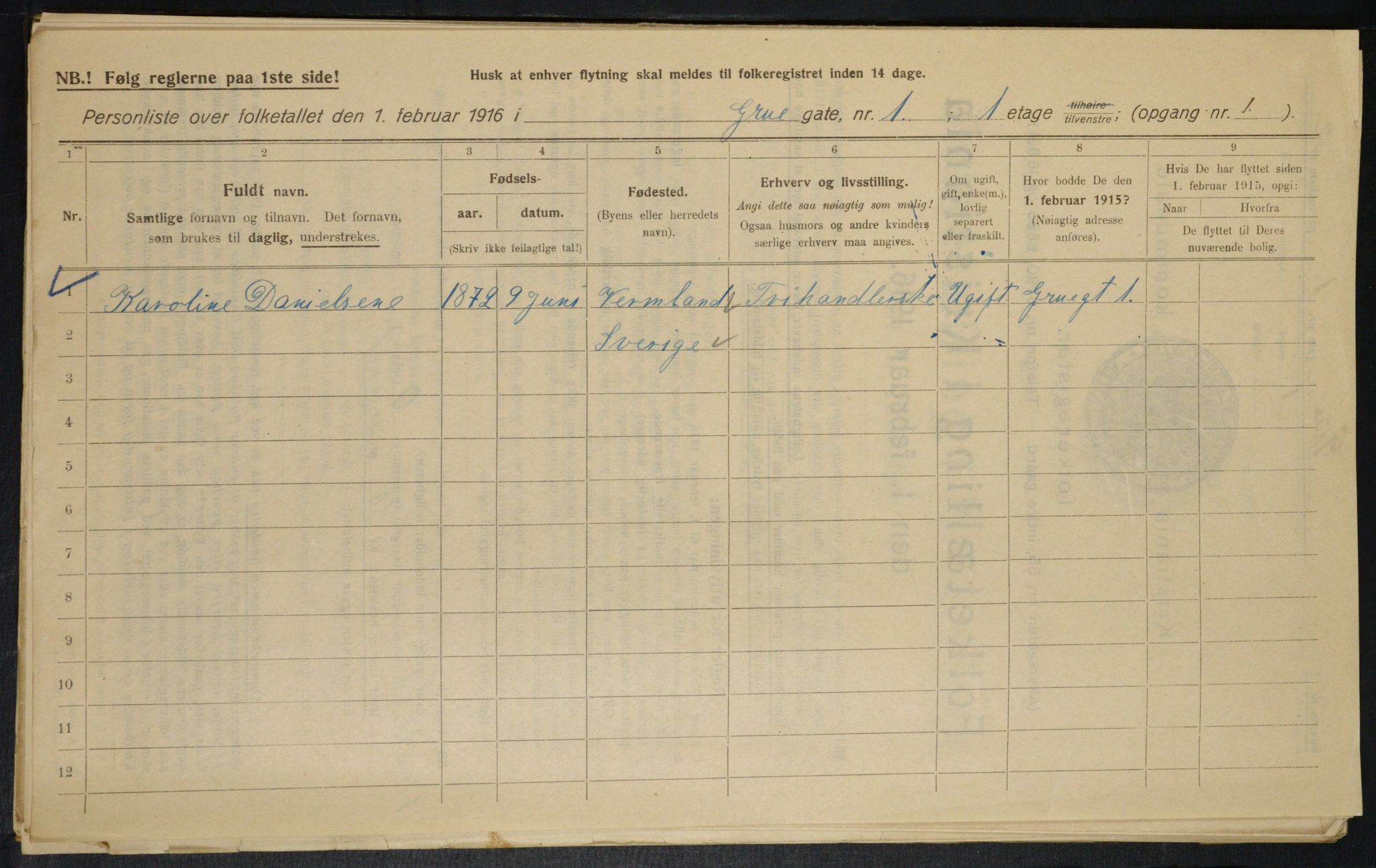 OBA, Municipal Census 1916 for Kristiania, 1916, p. 30763