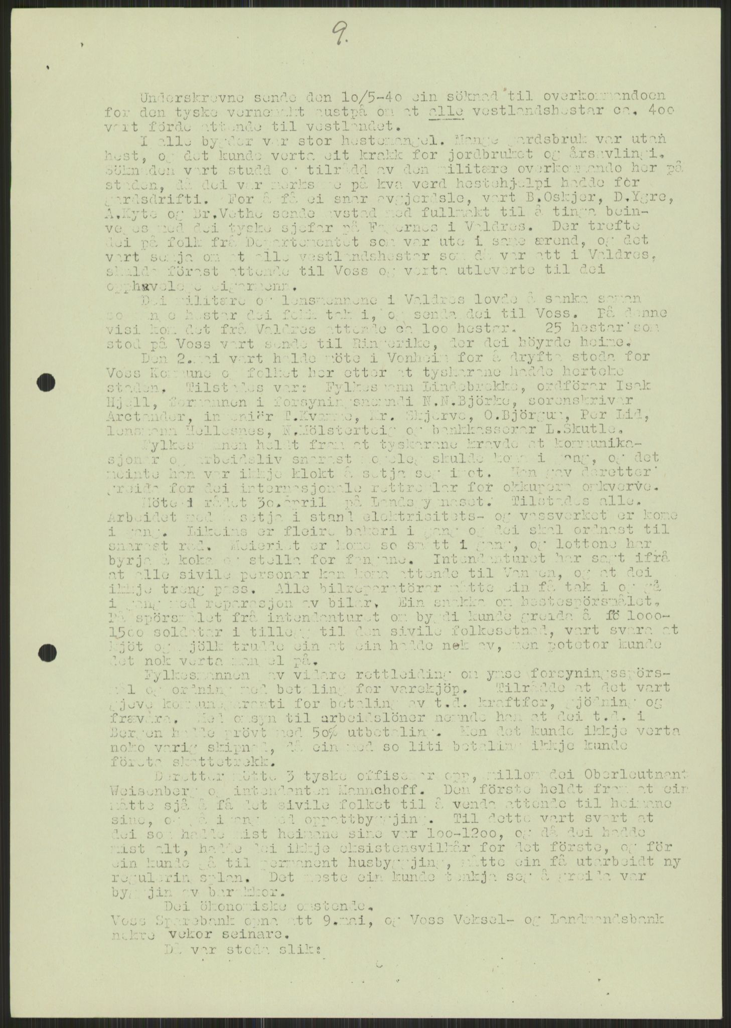 Forsvaret, Forsvarets krigshistoriske avdeling, AV/RA-RAFA-2017/Y/Ya/L0015: II-C-11-31 - Fylkesmenn.  Rapporter om krigsbegivenhetene 1940., 1940, p. 466